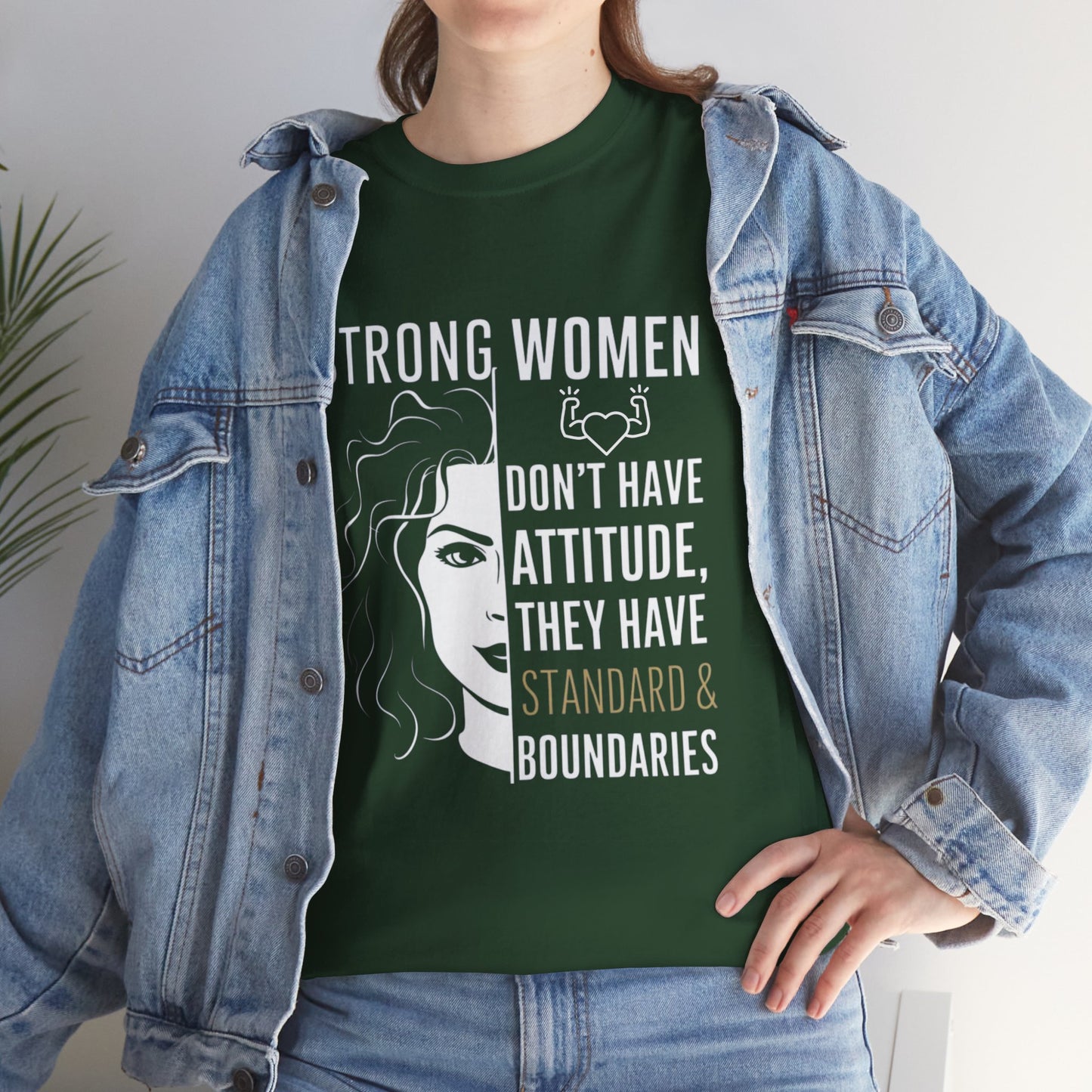 Strong Women Printed T Shirt with Hearts