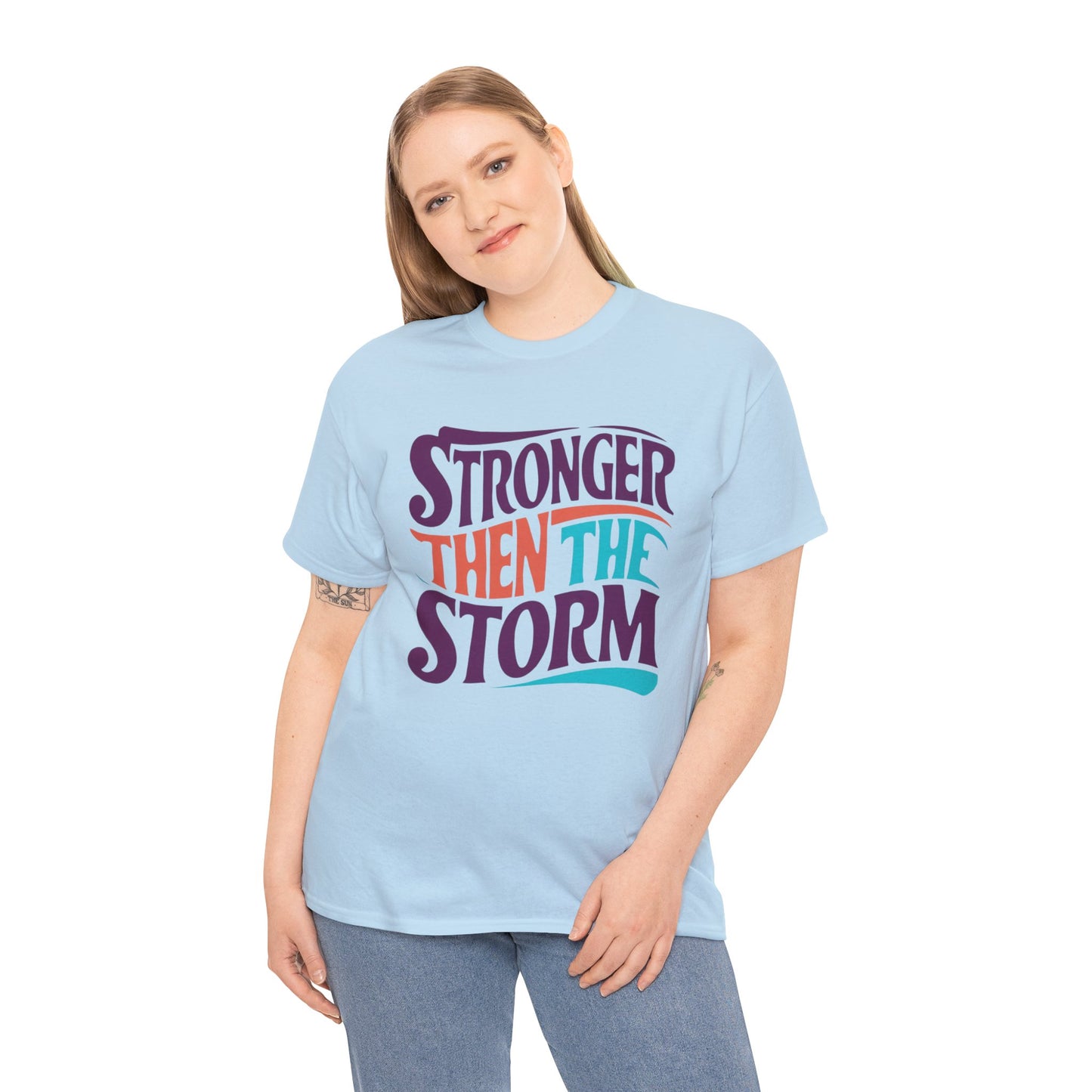 Stronger Then  Printed T Shirt with Hearts