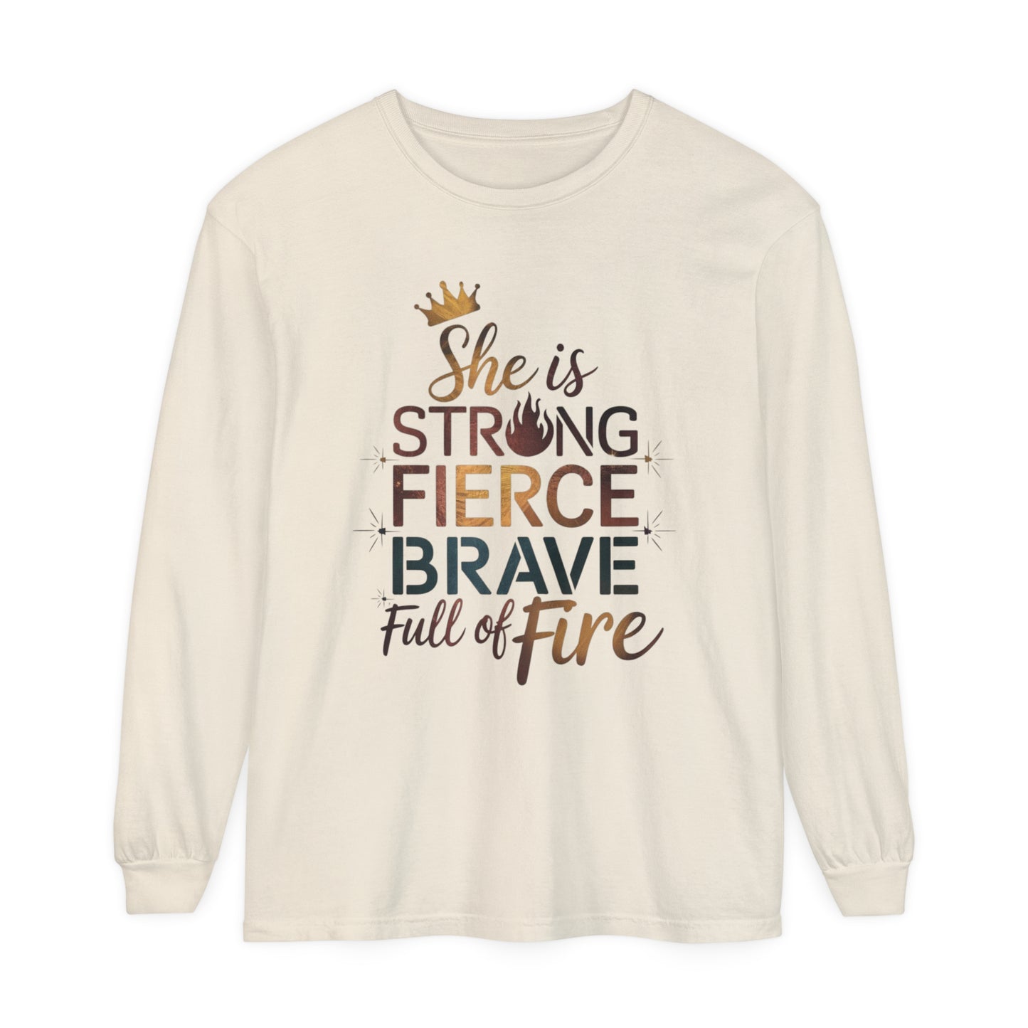She Is Women Garment-dyed Long Sleeve T-Shirt