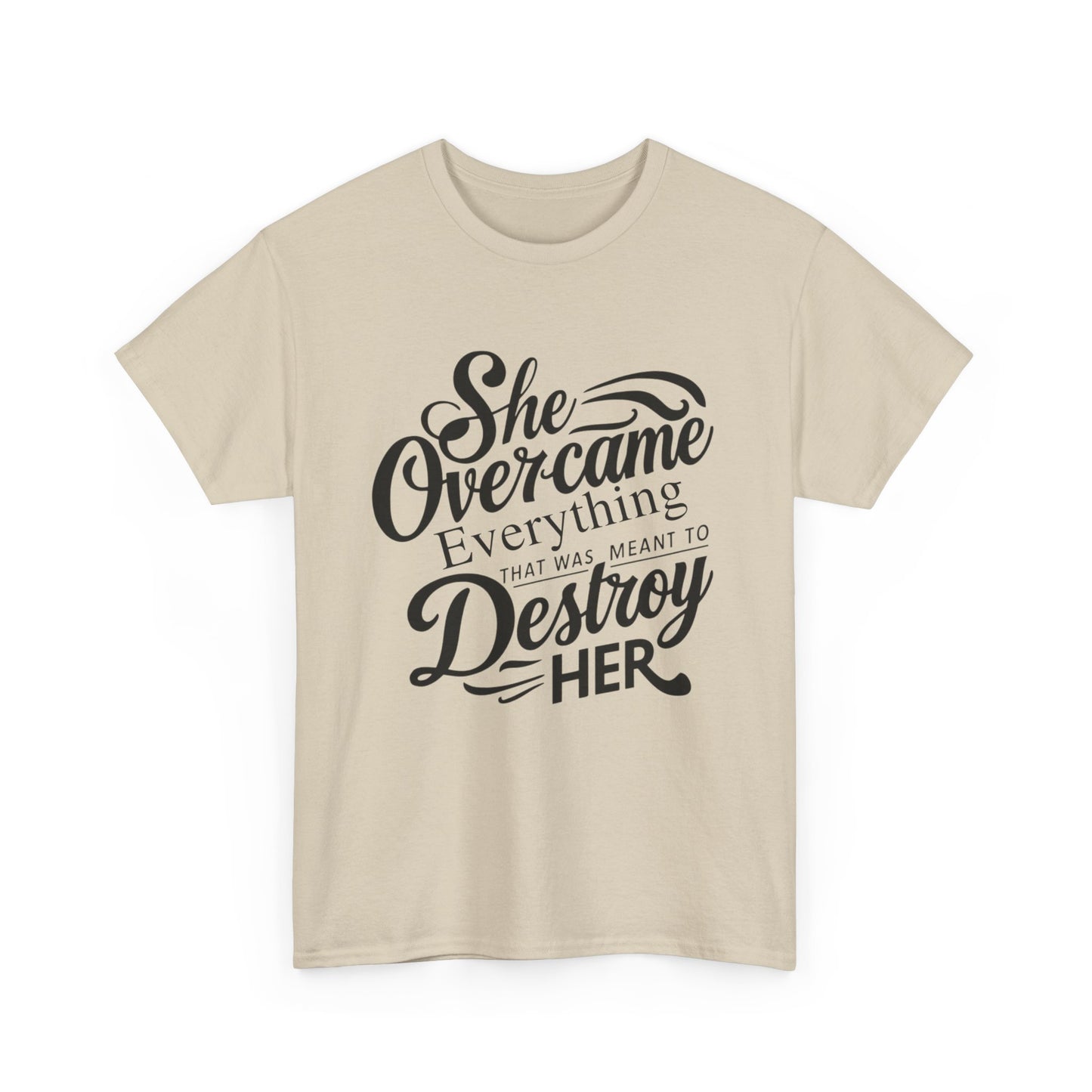 She Overcame Printed T Shirt with Hearts