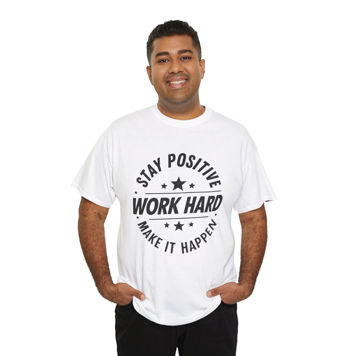 Stay Positive Printed T Shirt with Hearts