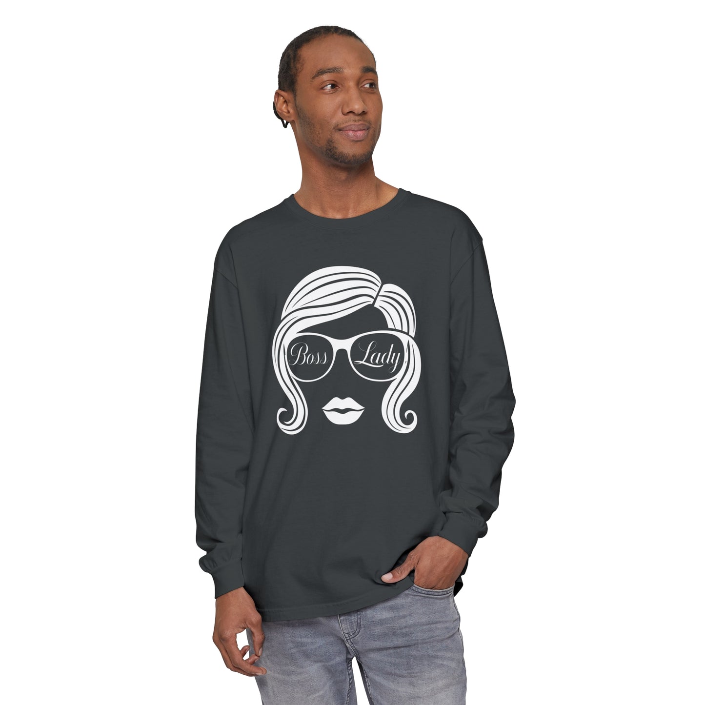 Boss Lady Women Garment-dyed Long Sleeve T-Shirt