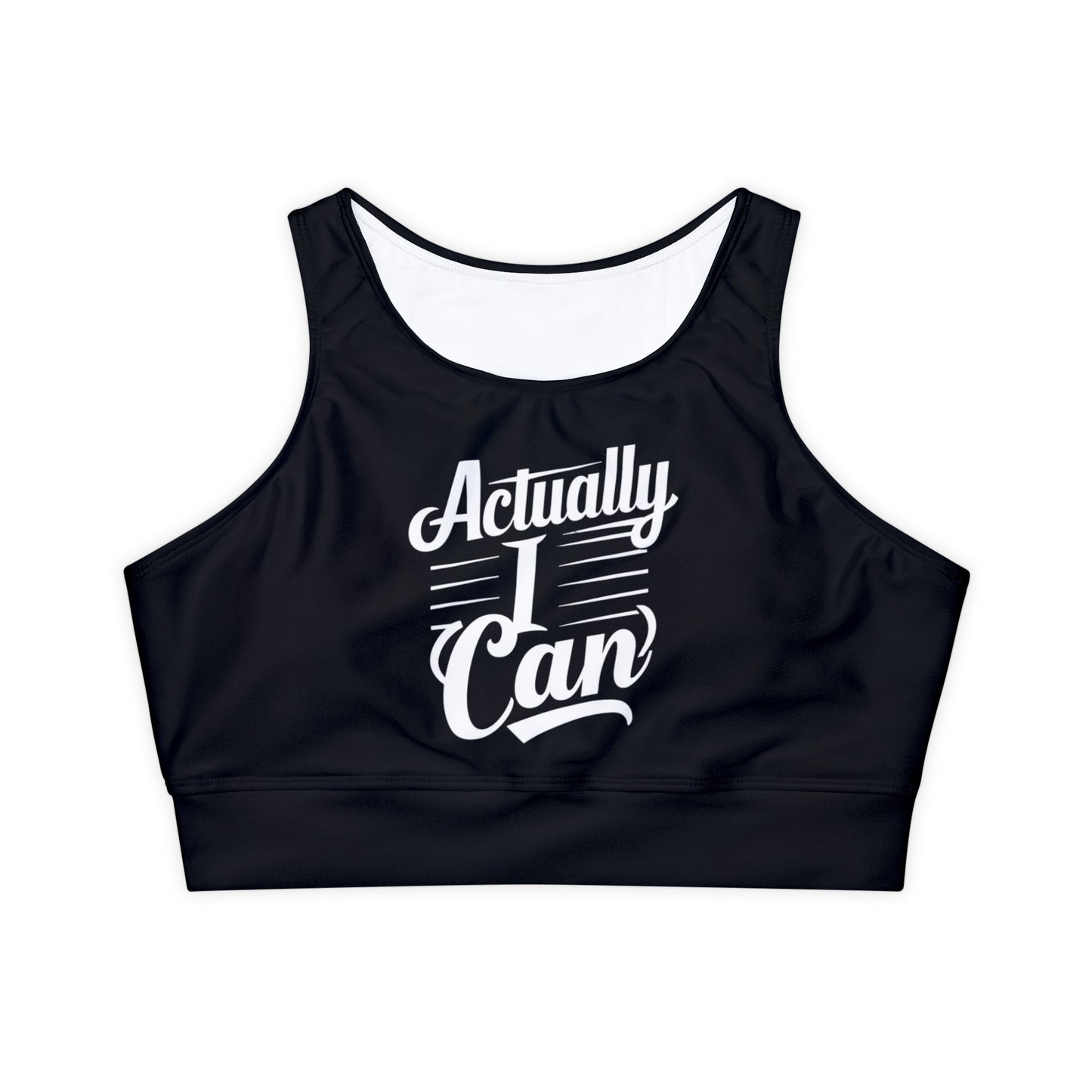 Actually I Can Women Fully Lined, Padded Sports Bra (AOP)