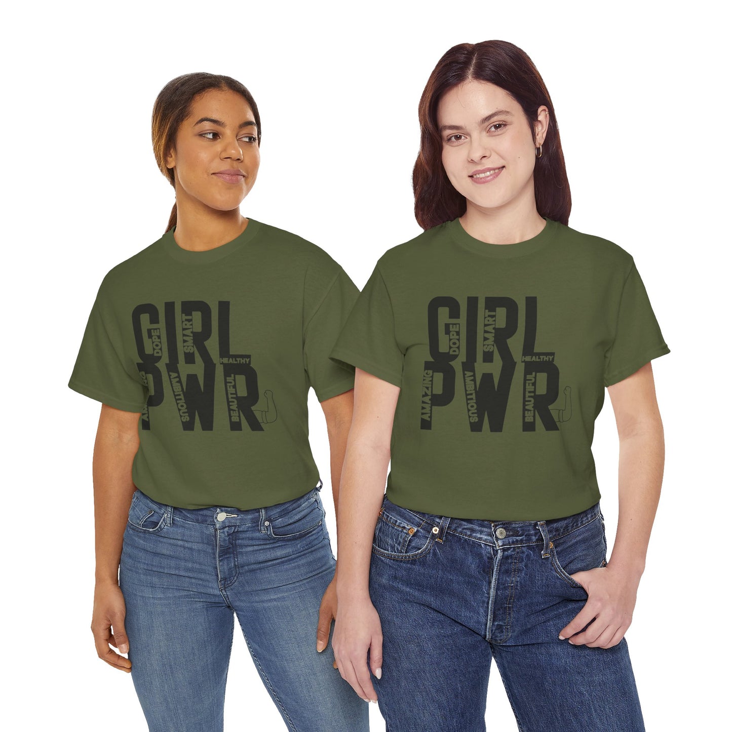 GIRL PWR Printed T Shirt with Hearts