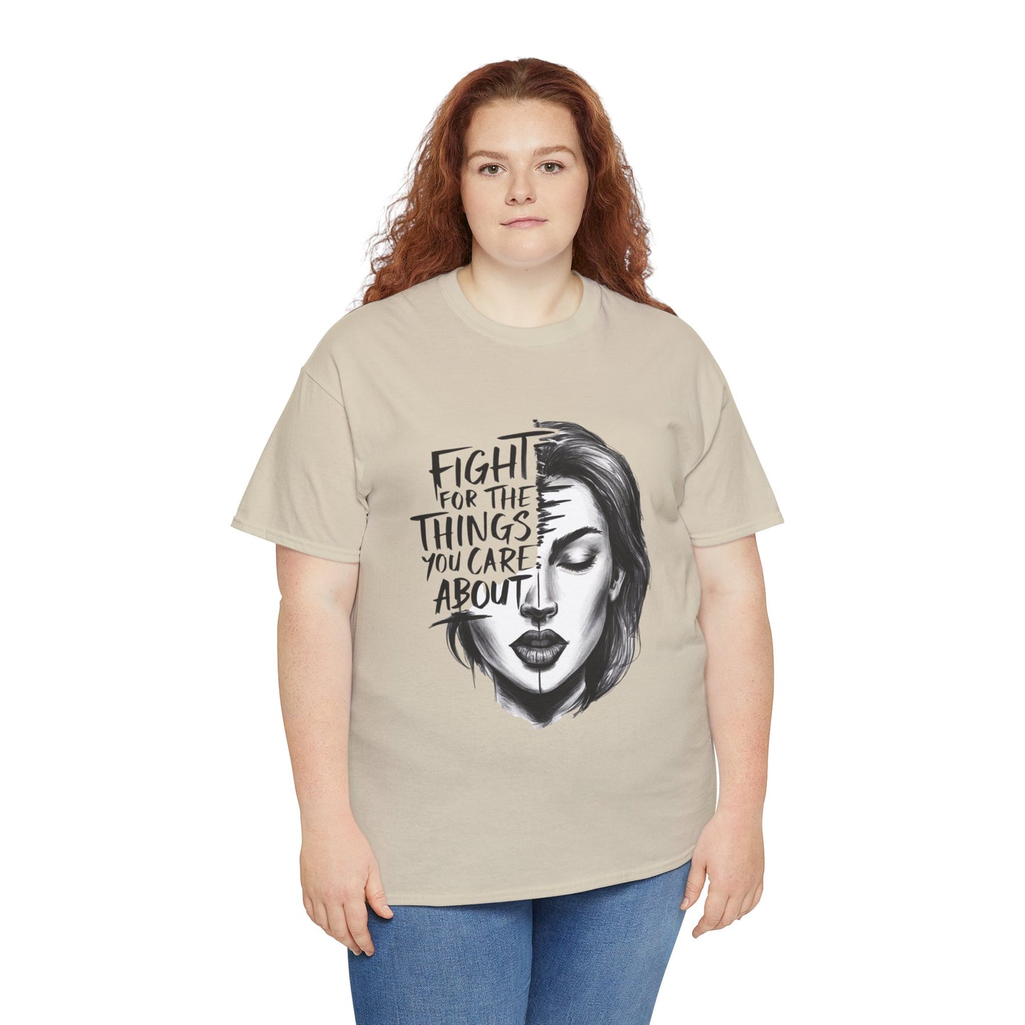 Fight Printed T Shirt with Hearts