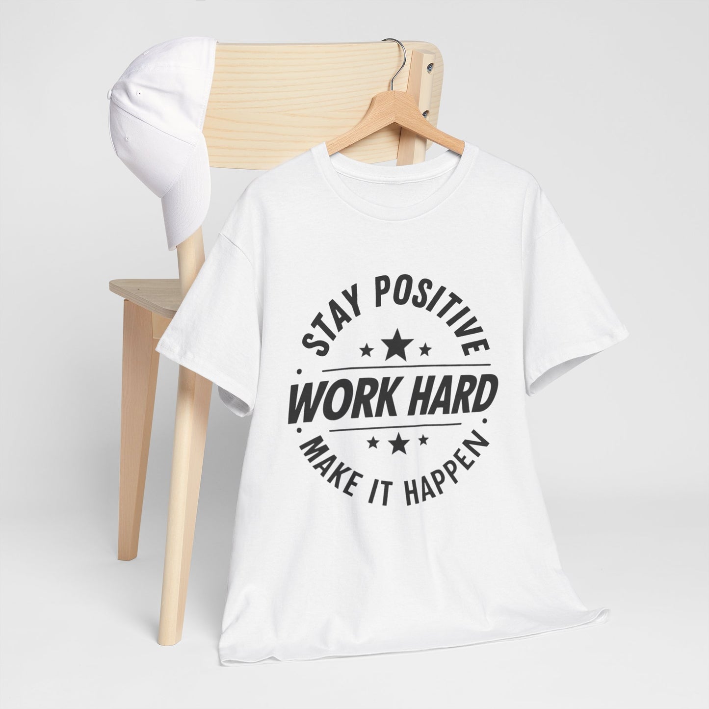 Stay Positive Printed T Shirt with Hearts