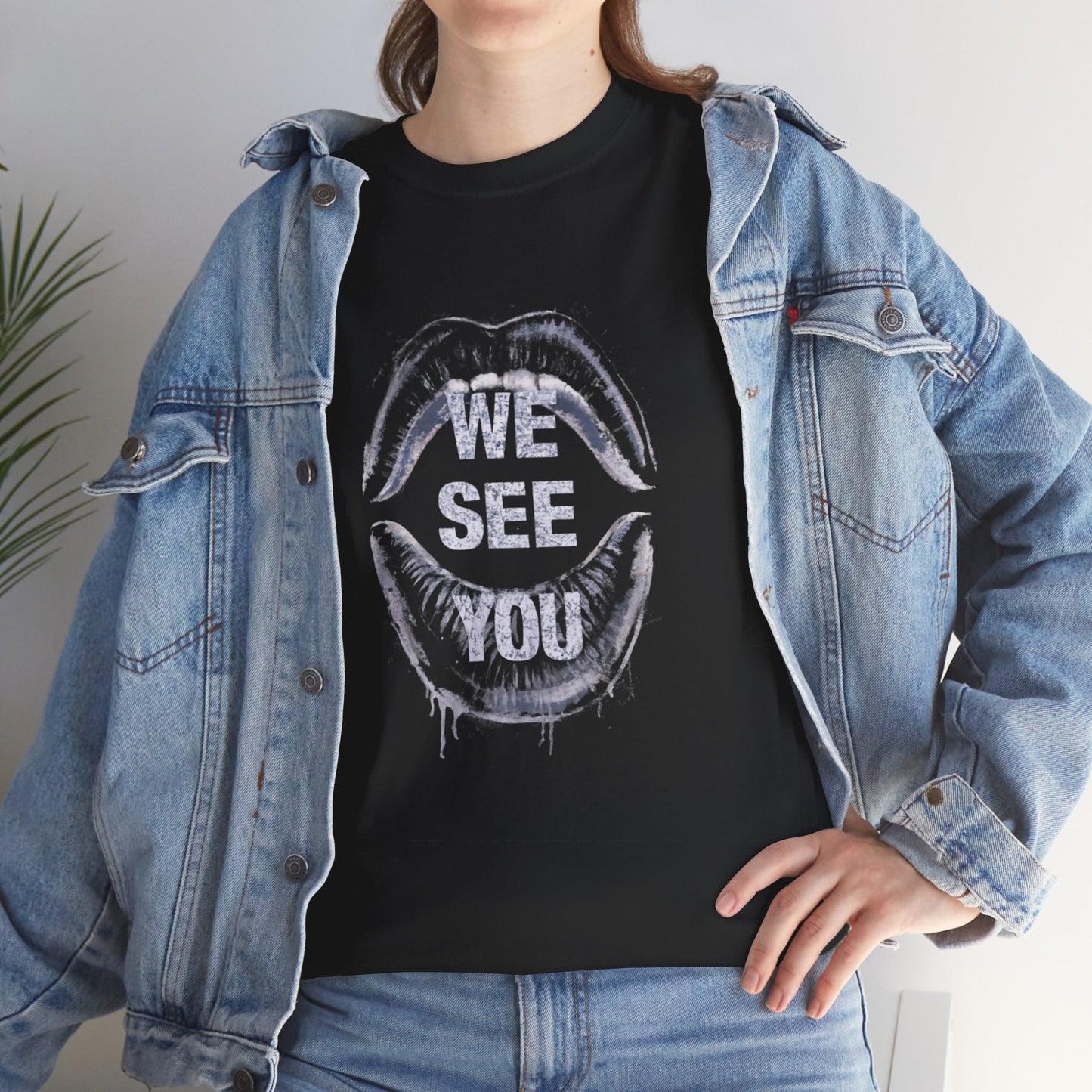 WE See You Printed T Shirt with Hearts
