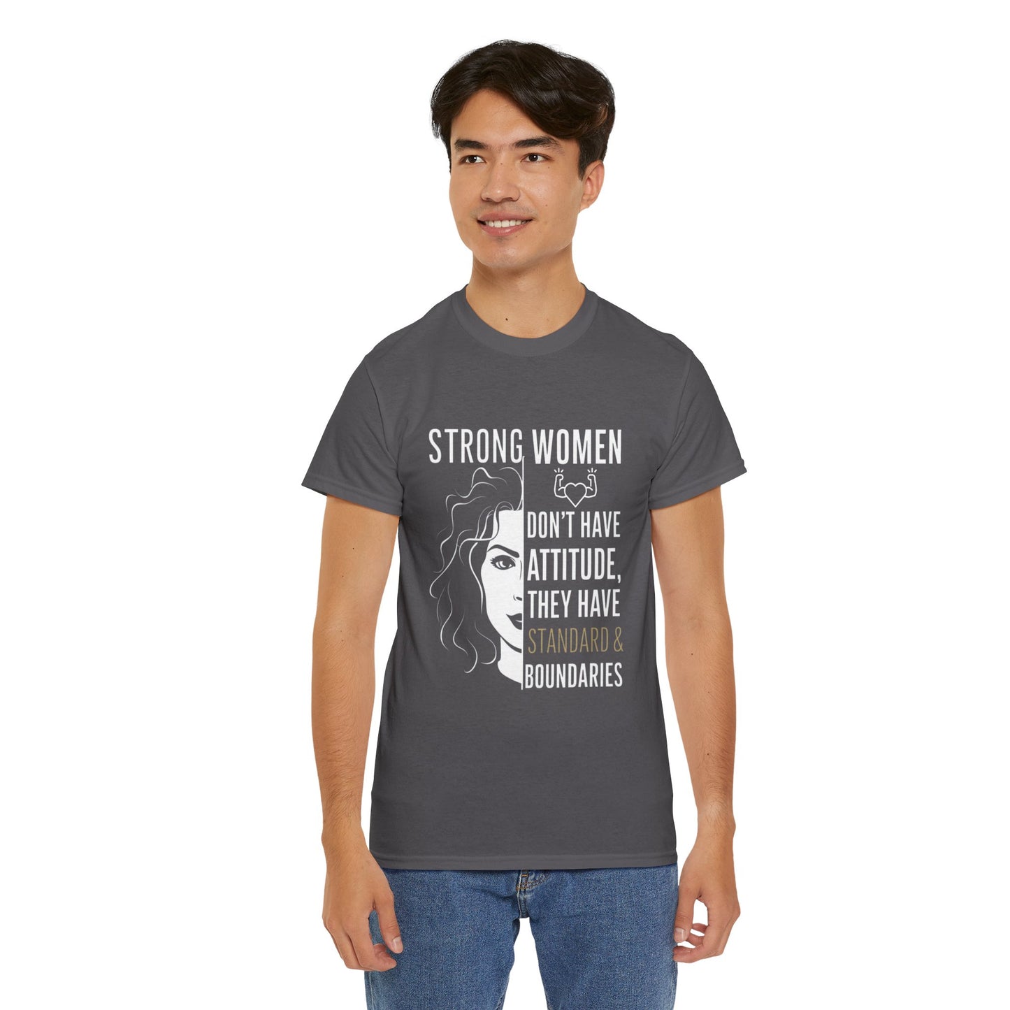 Strong Women Printed T Shirt with Hearts