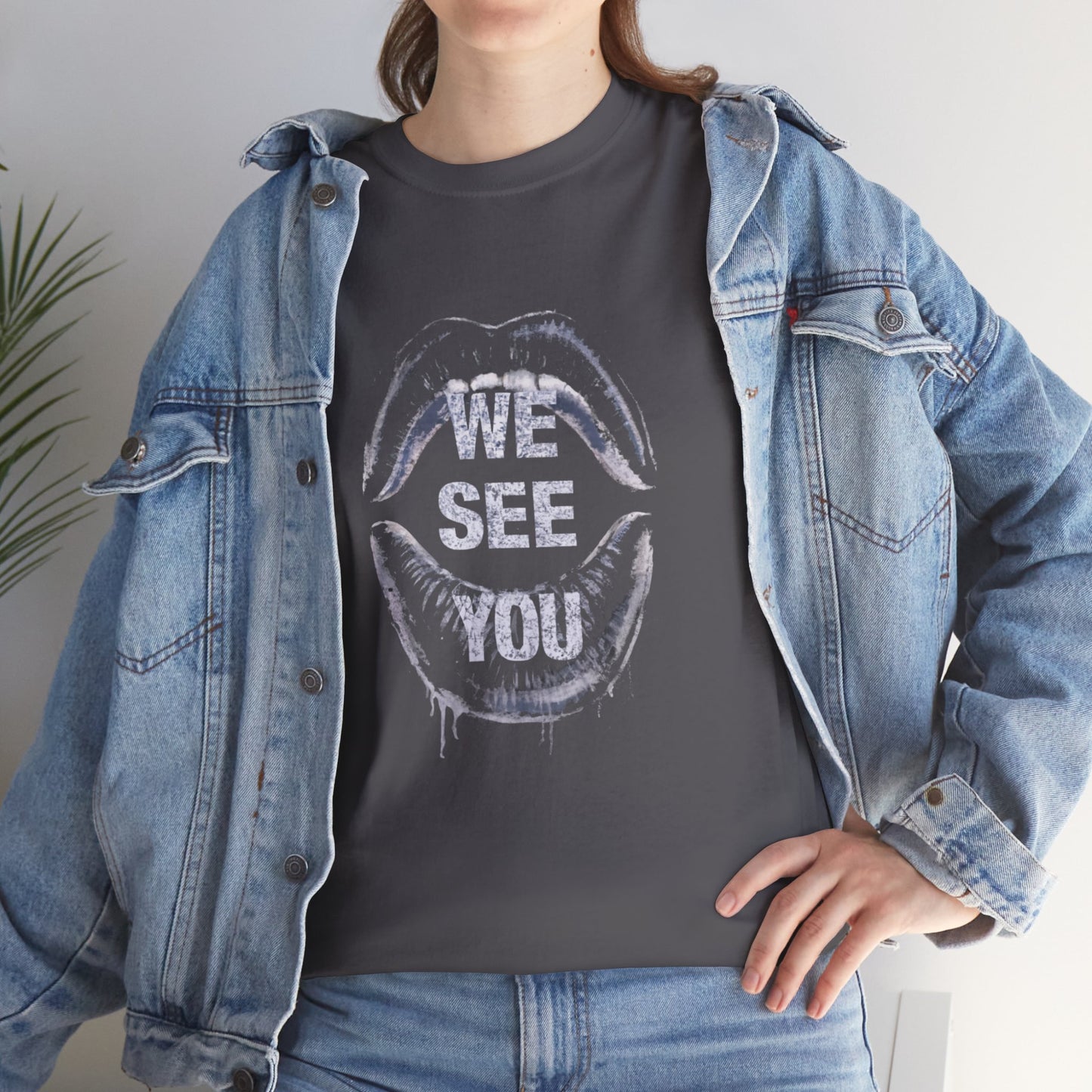WE See You Printed T Shirt with Hearts