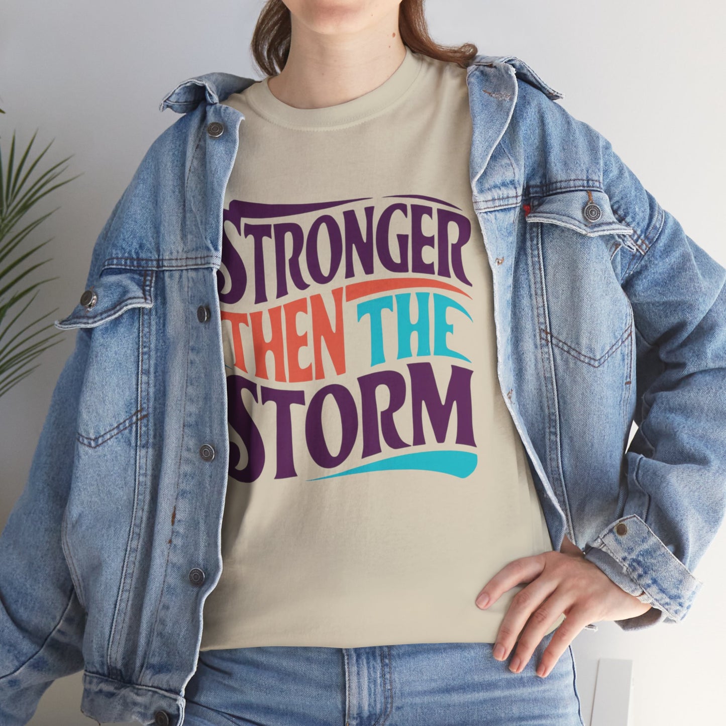 Stronger Then  Printed T Shirt with Hearts