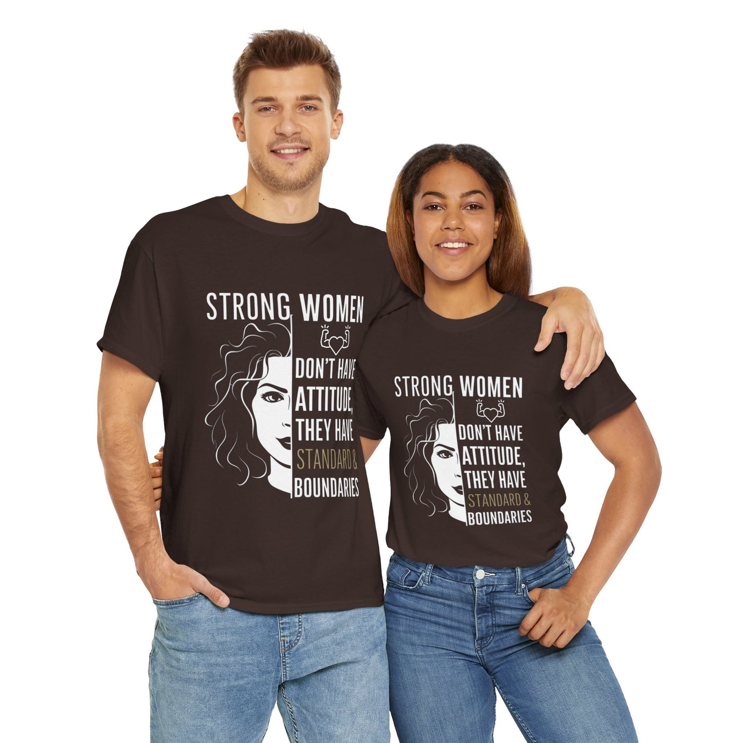 Strong Women Printed T Shirt with Hearts