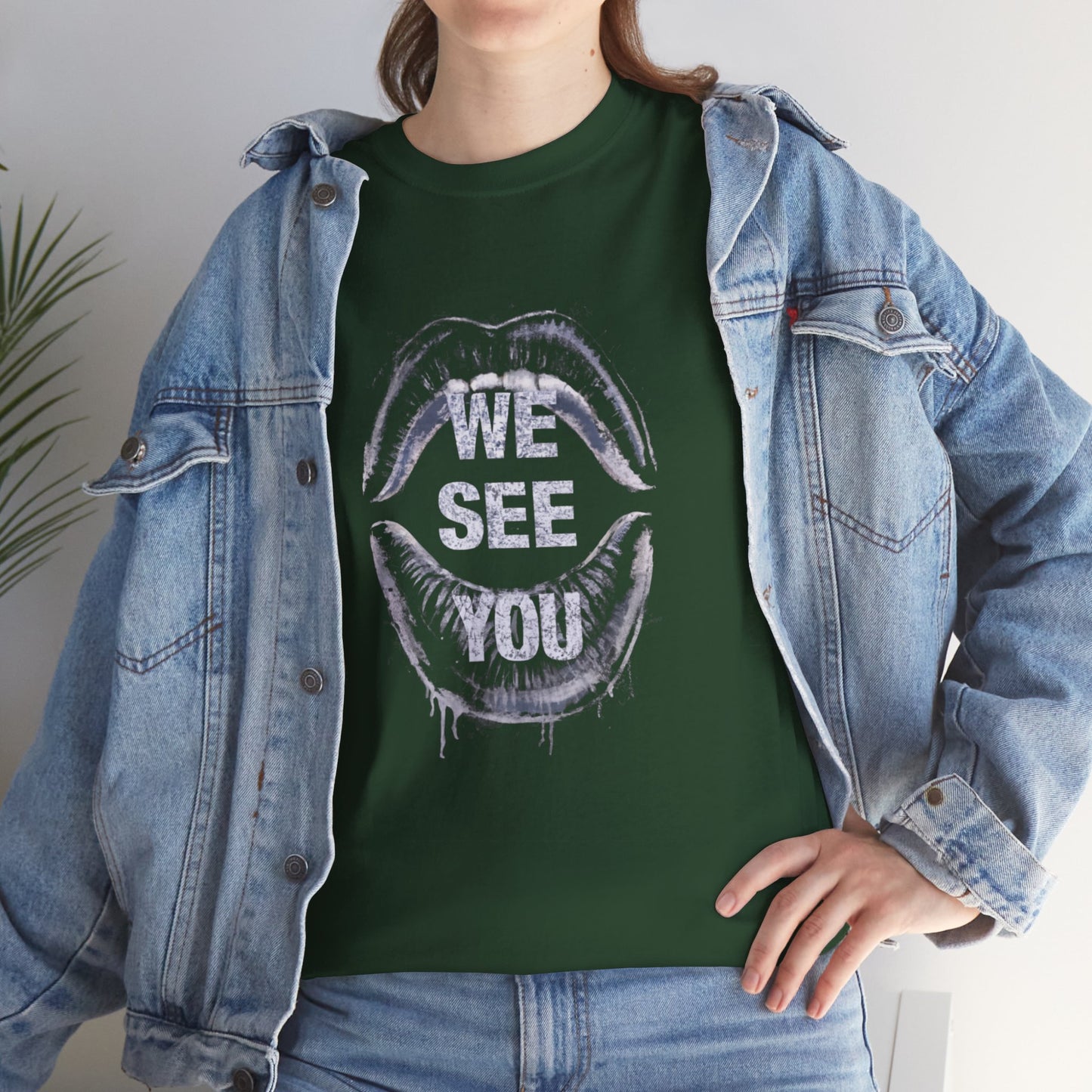 WE See You Printed T Shirt with Hearts