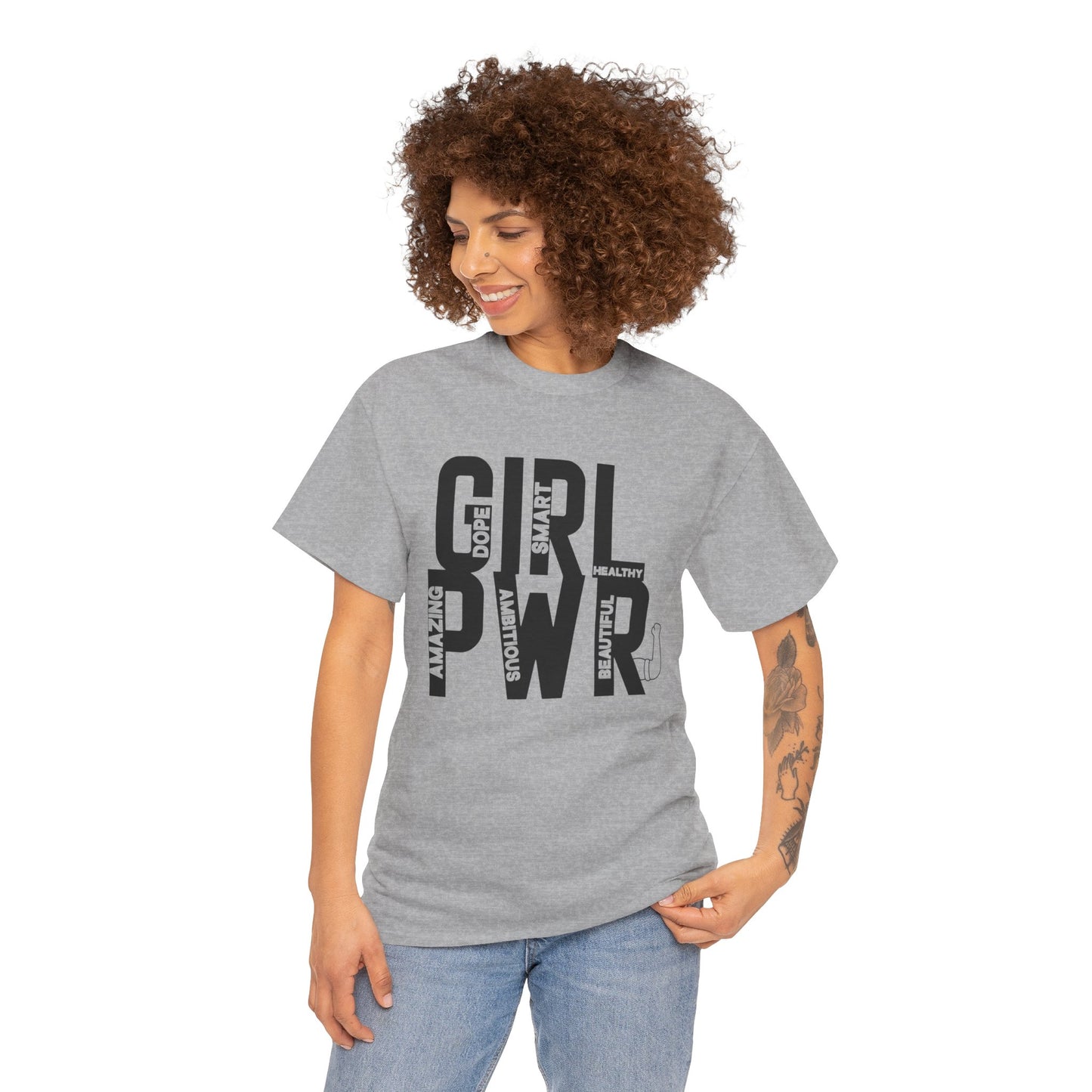 GIRL PWR Printed T Shirt with Hearts