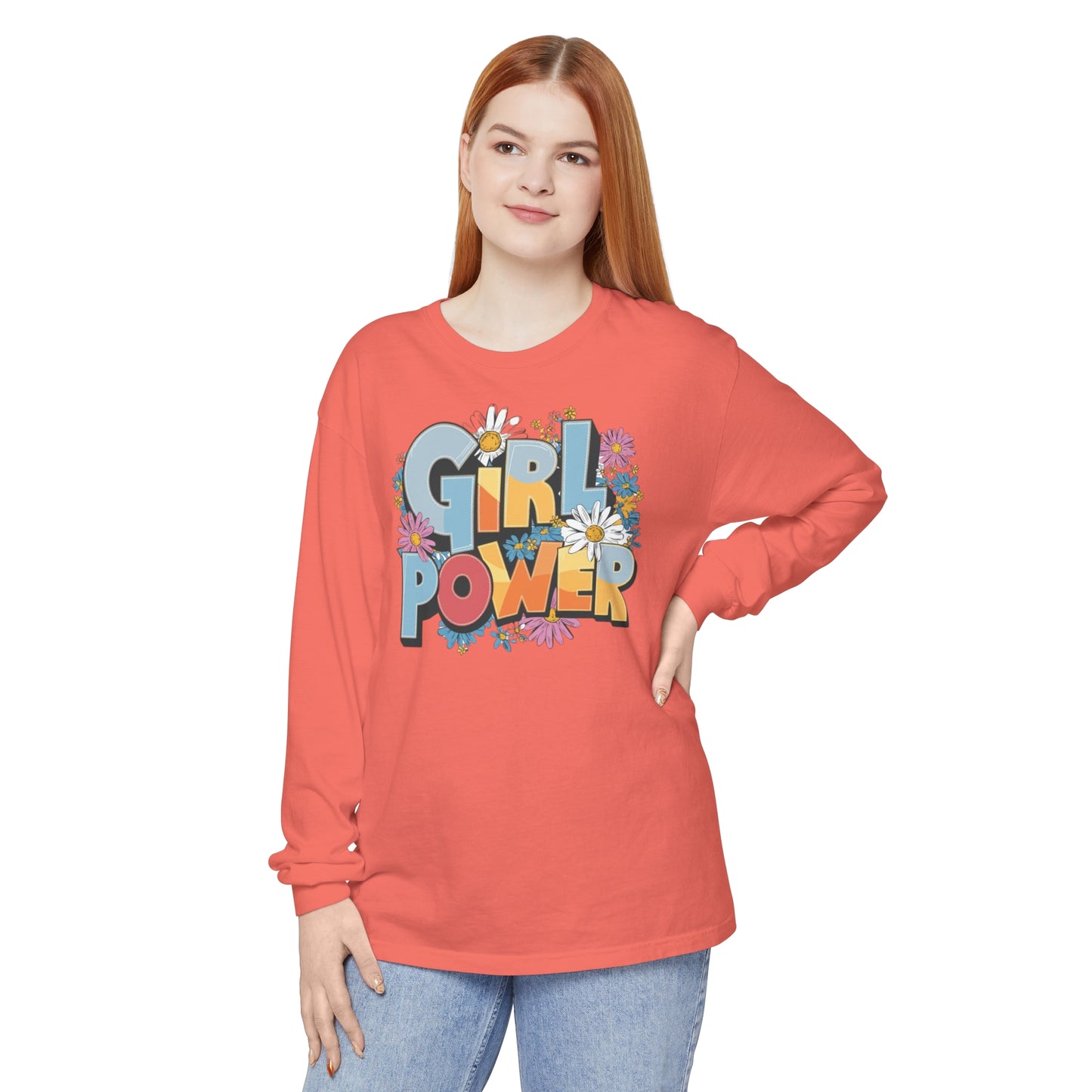 Girl Power Women Garment-dyed Long Sleeve T-Shirt