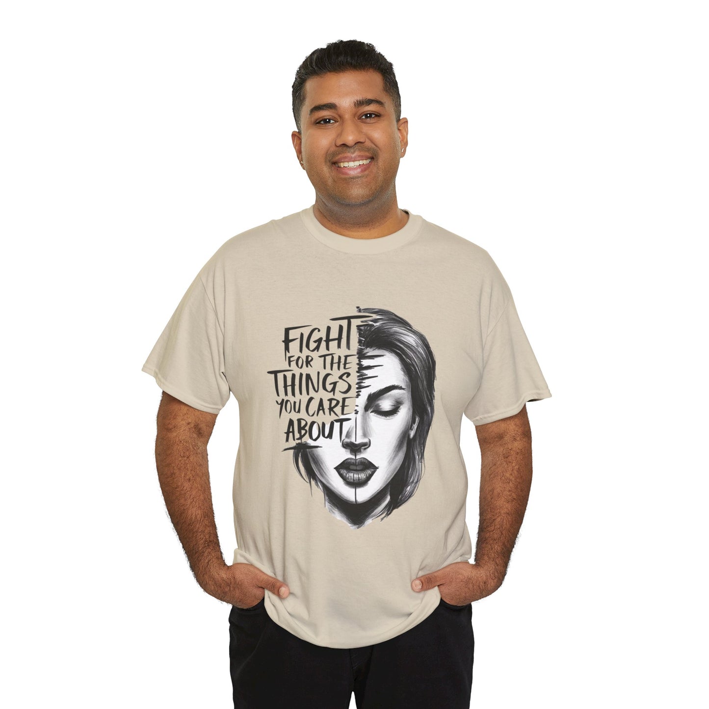 Fight Printed T Shirt with Hearts