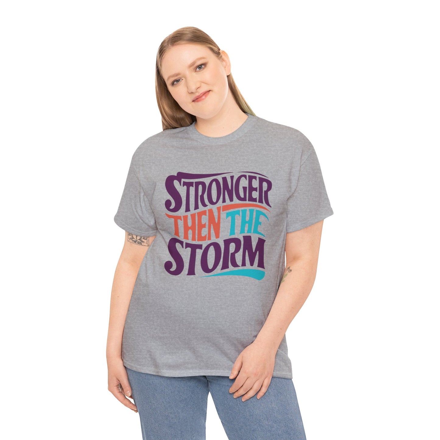 Stronger Then  Printed T Shirt with Hearts