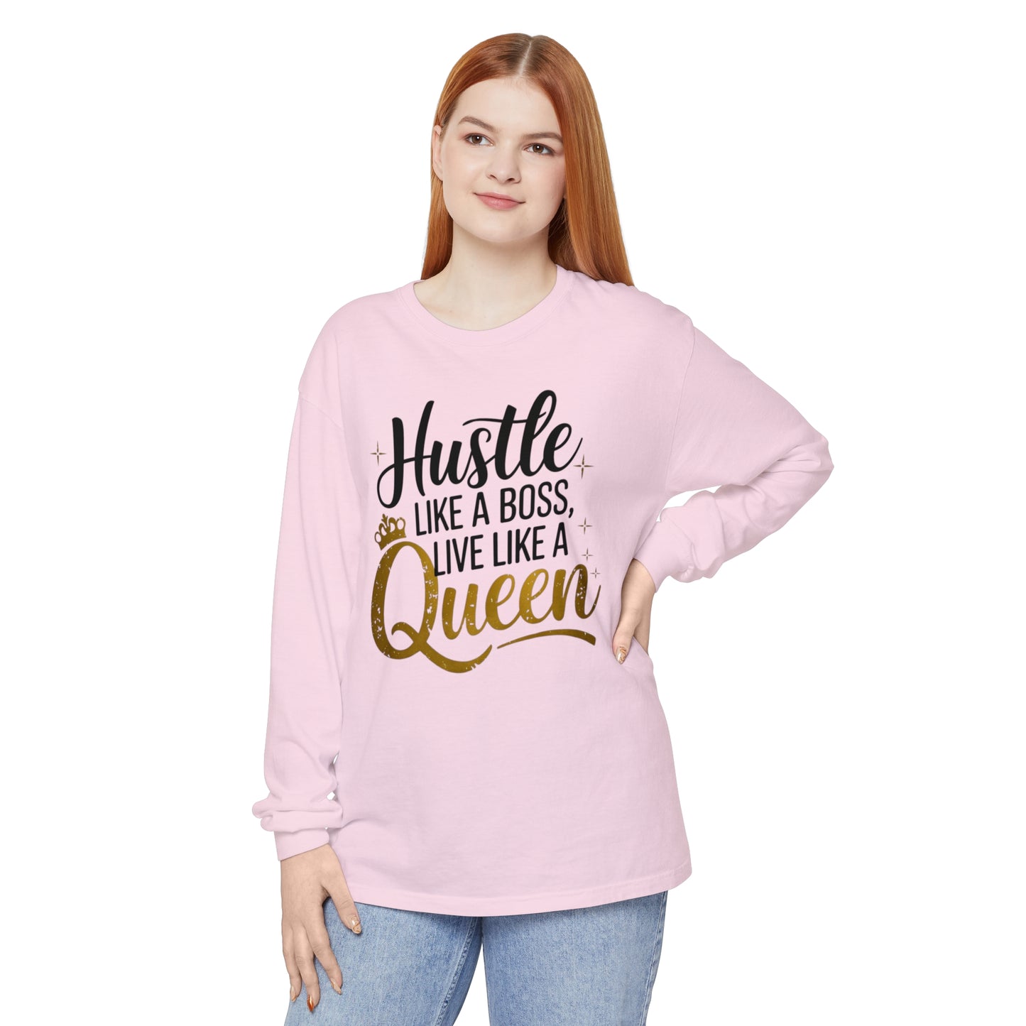 Hustle Women Garment-dyed Long Sleeve T-Shirt