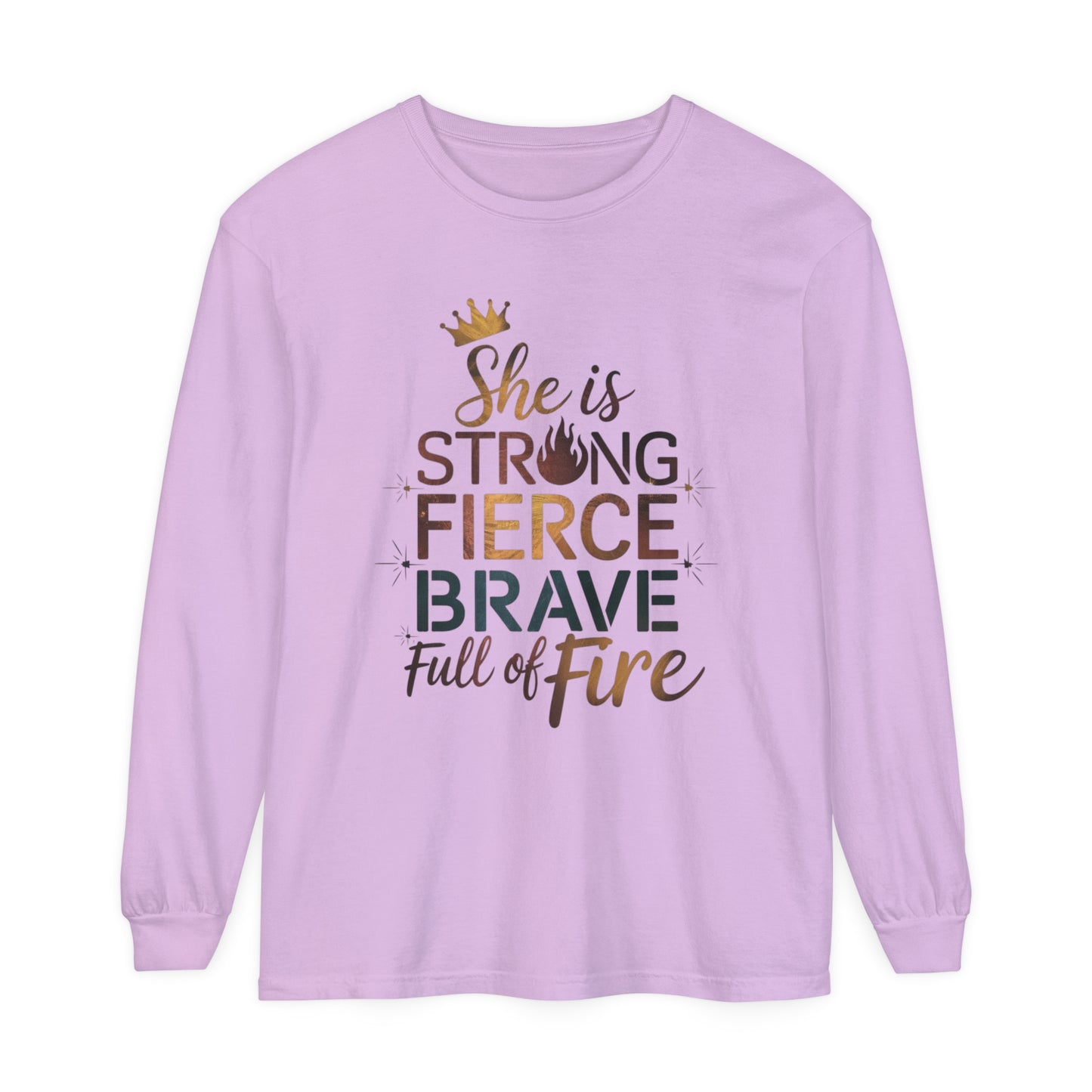 She Is Women Garment-dyed Long Sleeve T-Shirt