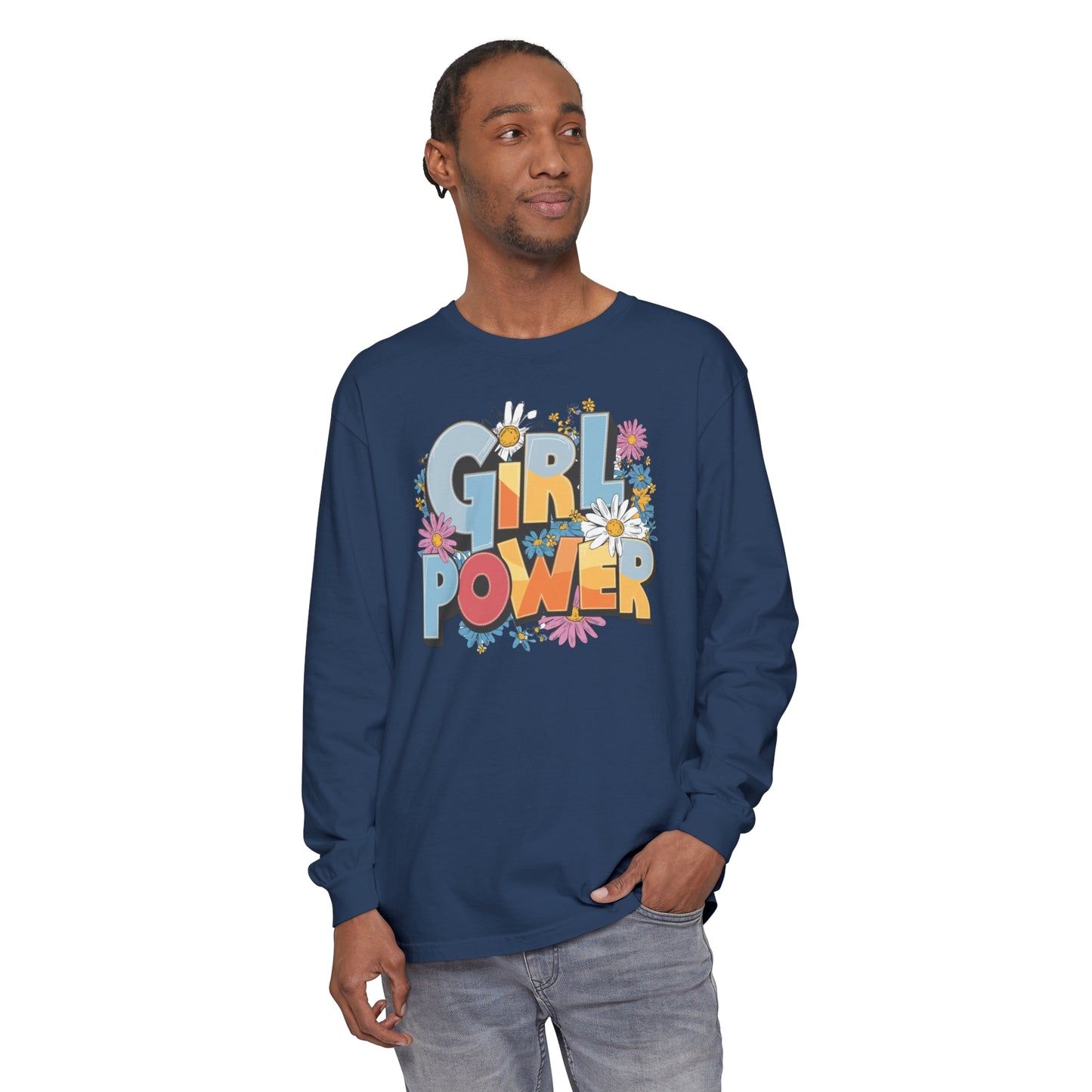 Girl Power Women Garment-dyed Long Sleeve T-Shirt
