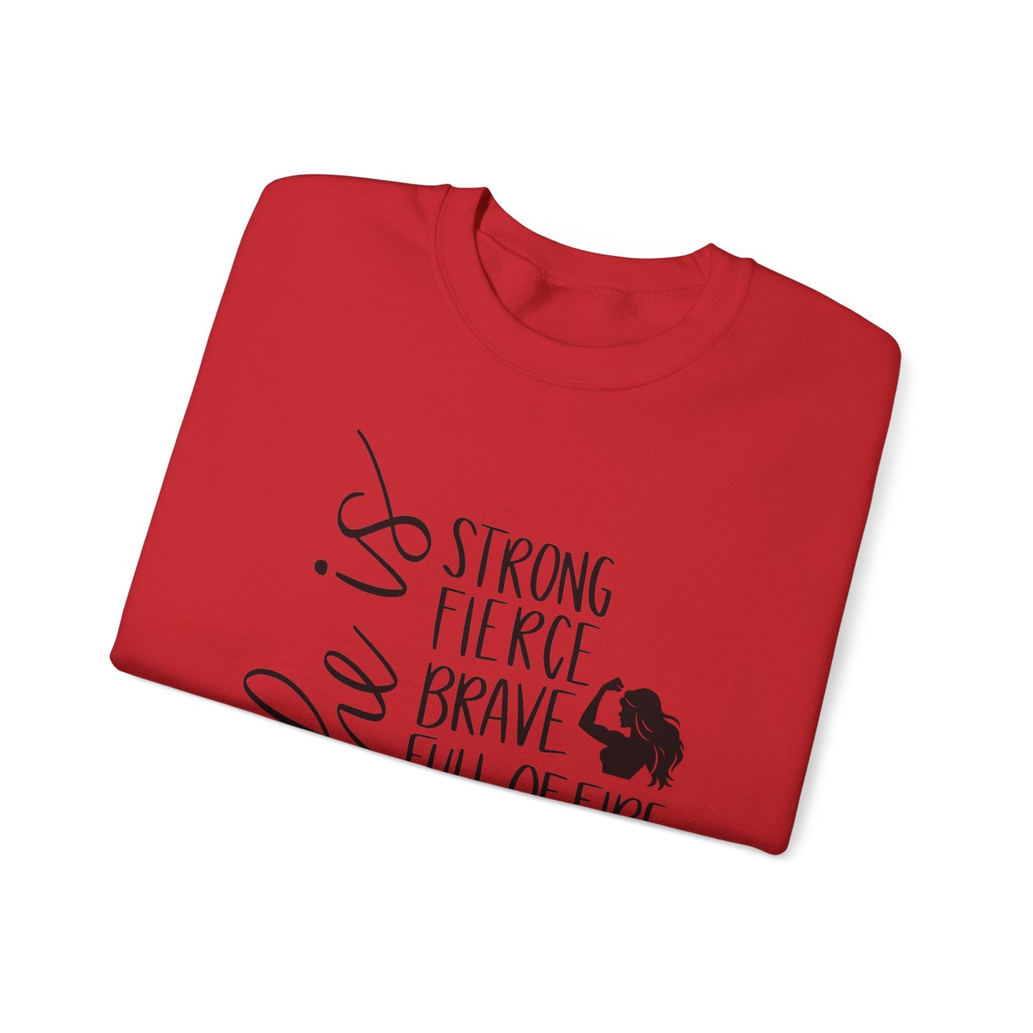 She Is Strong Fierce Brave Unisex Heavy Blend™ Crewneck Sweatshirt