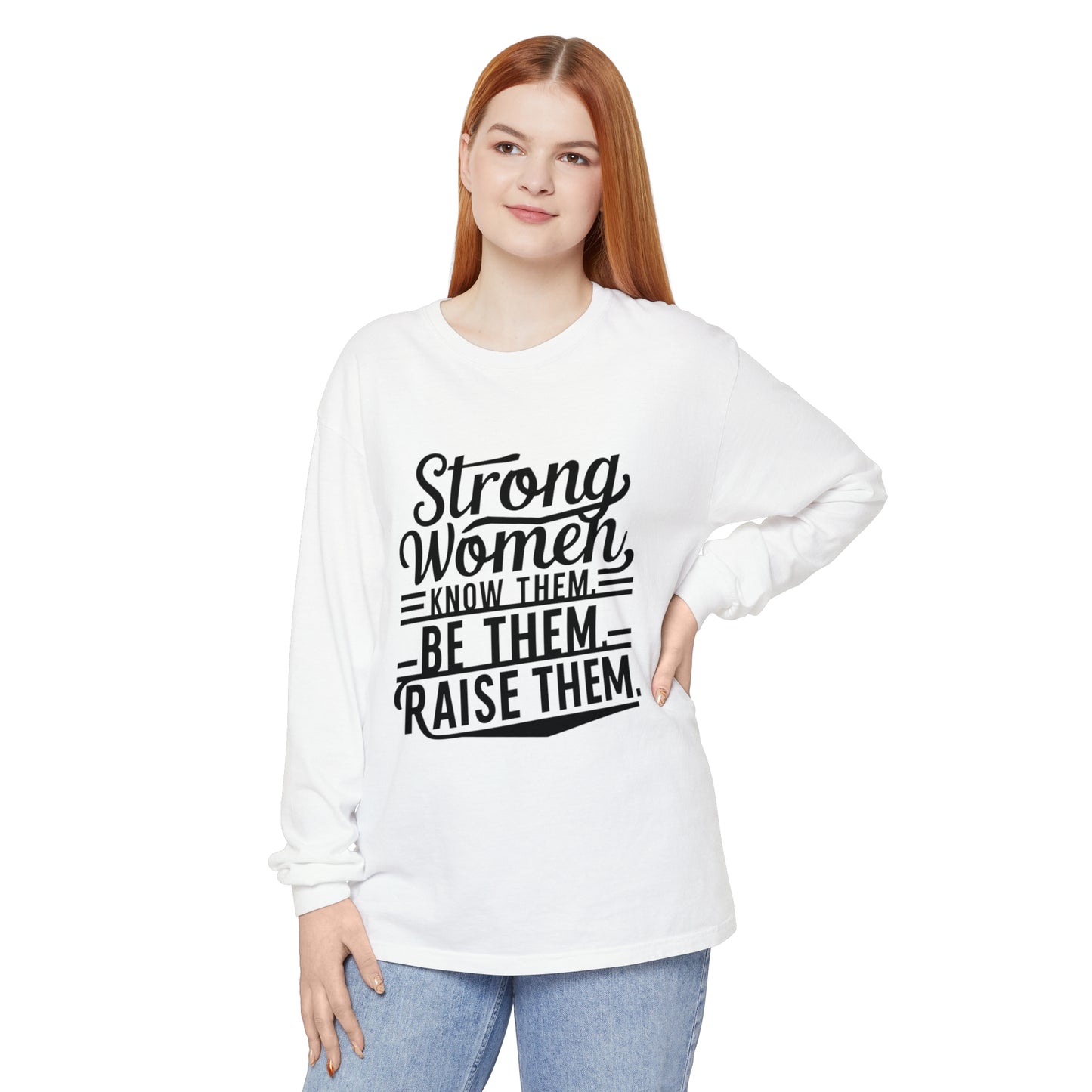 Strong Women Garment-dyed Long Sleeve T-Shirt