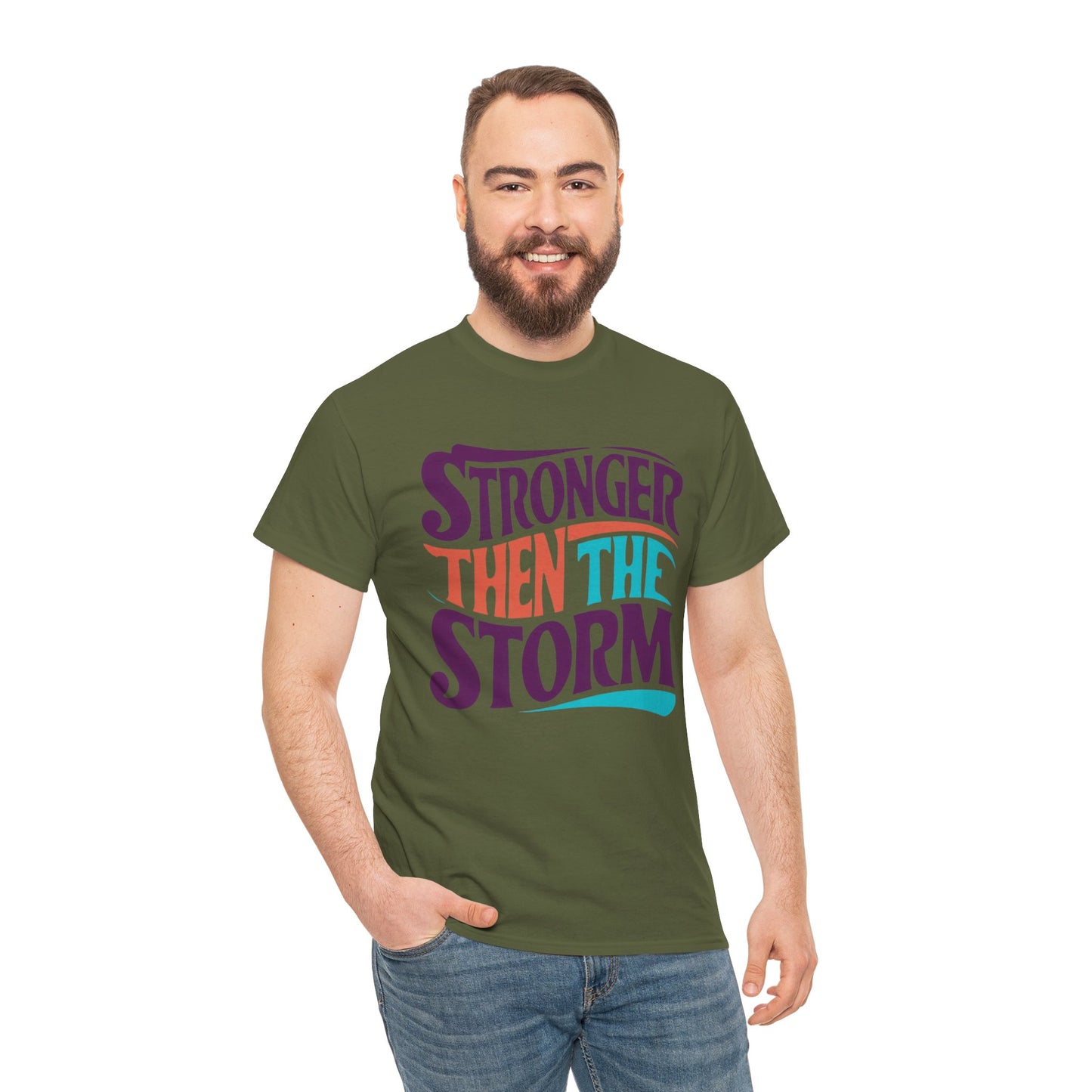 Stronger Then  Printed T Shirt with Hearts