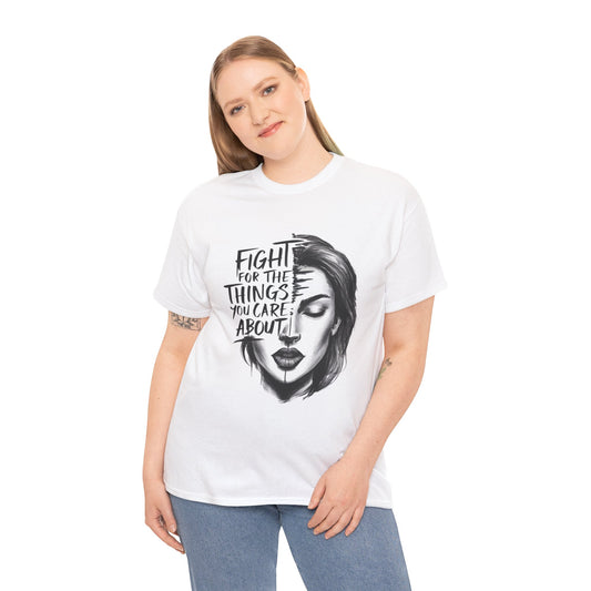 Fight Printed T Shirt with Hearts