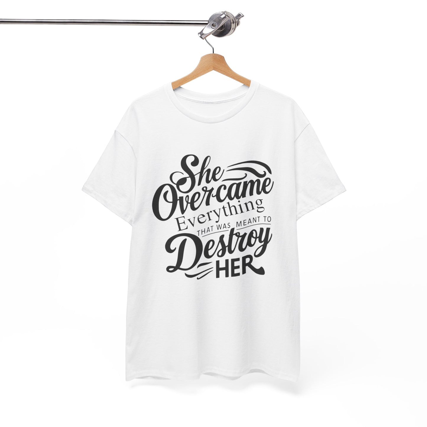 She Overcame Printed T Shirt with Hearts