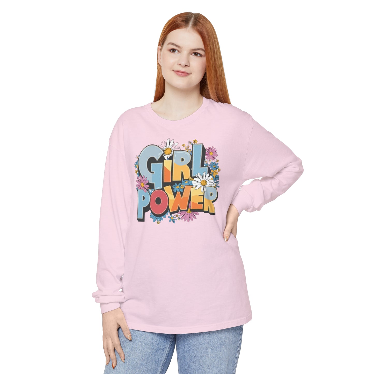 Girl Power Women Garment-dyed Long Sleeve T-Shirt
