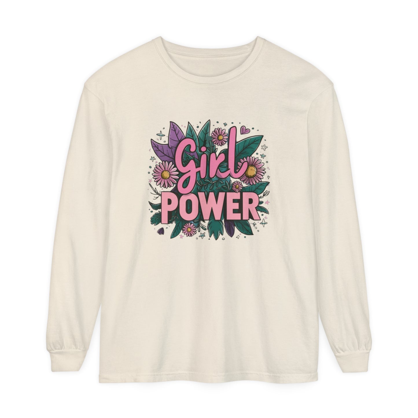 Girl Power Women Garment-dyed Long Sleeve T-Shirt