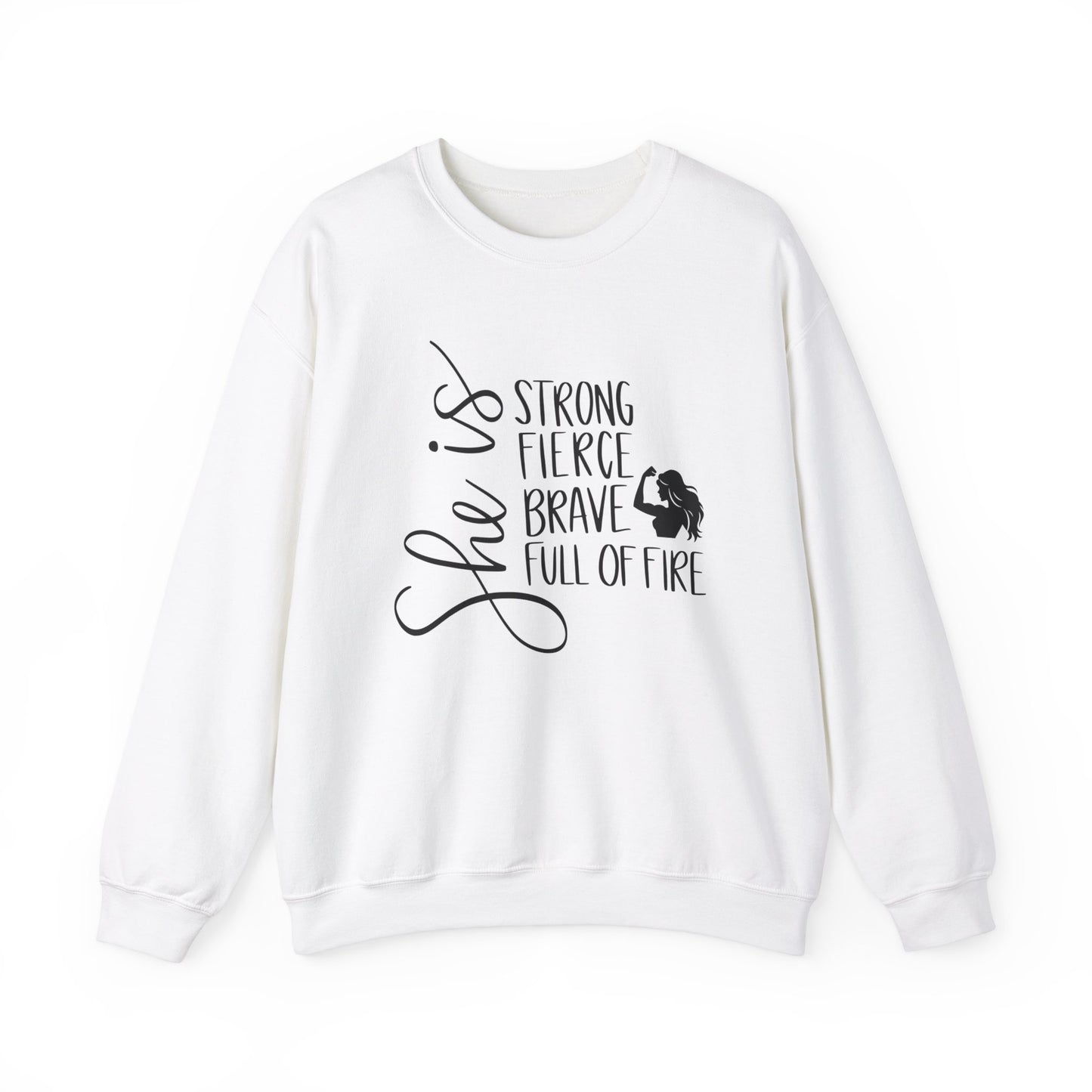 She Is Strong Fierce Brave Unisex Heavy Blend™ Crewneck Sweatshirt