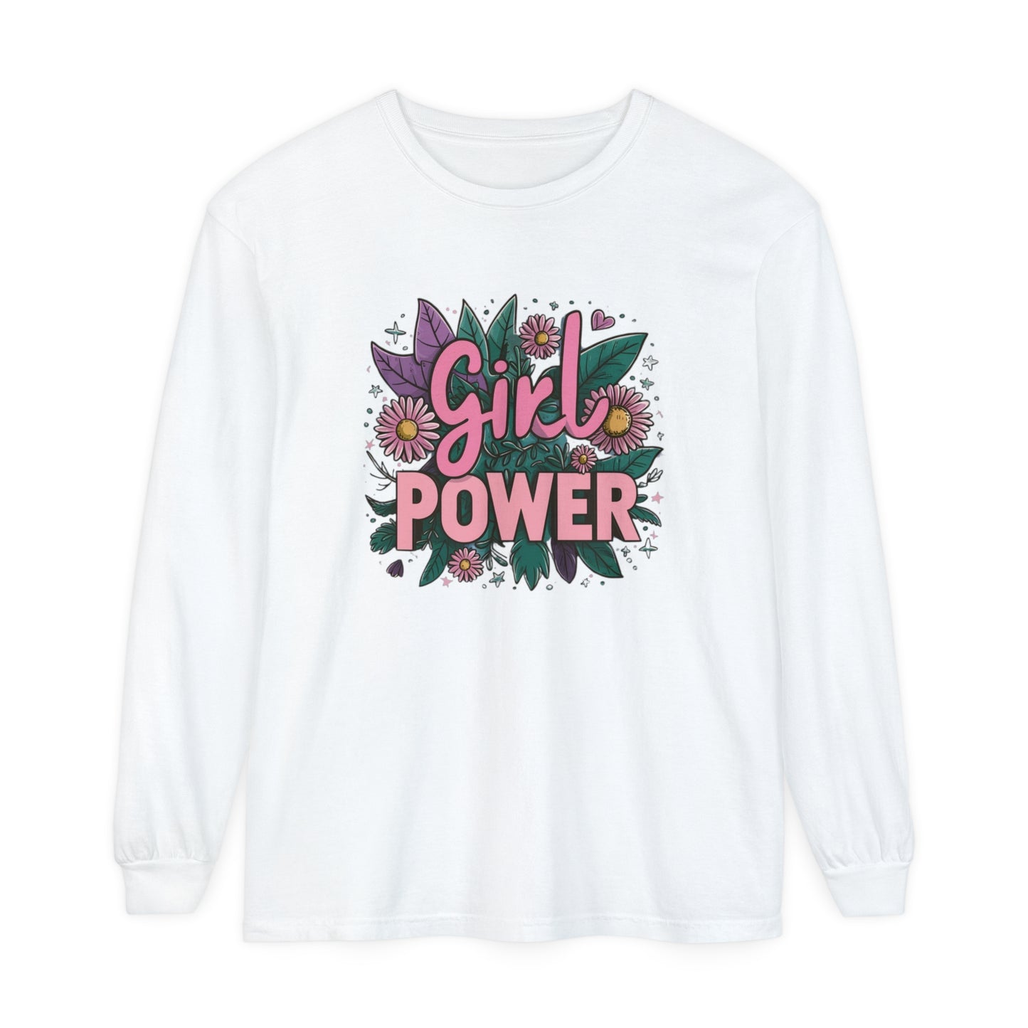 Girl Power Women Garment-dyed Long Sleeve T-Shirt