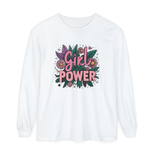 Girl Power Women Garment-dyed Long Sleeve T-Shirt