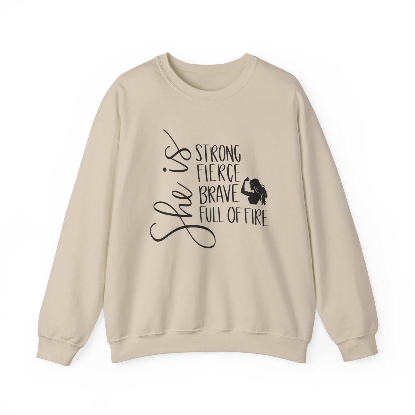 She Is Strong Fierce Brave Unisex Heavy Blend™ Crewneck Sweatshirt