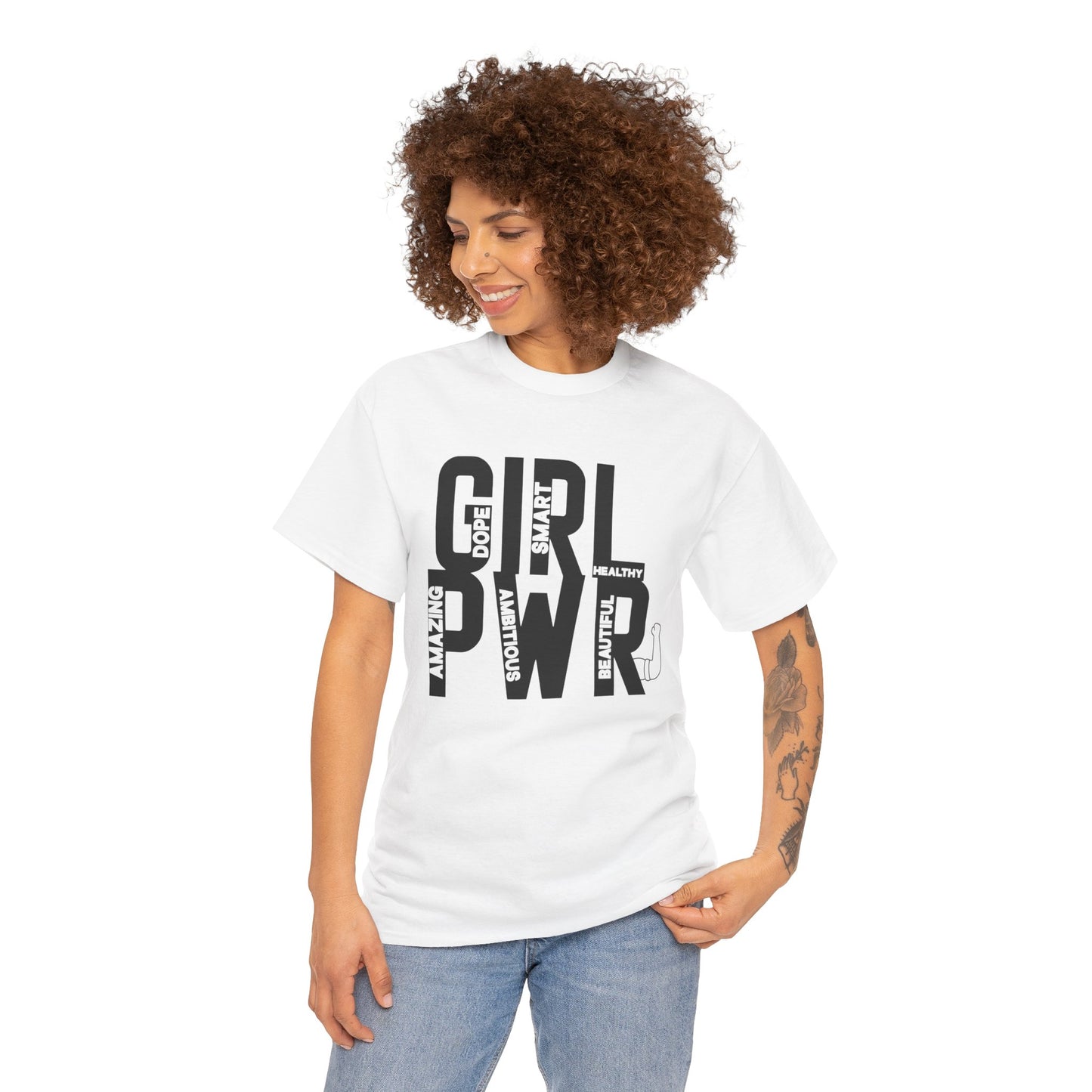 GIRL PWR Printed T Shirt with Hearts