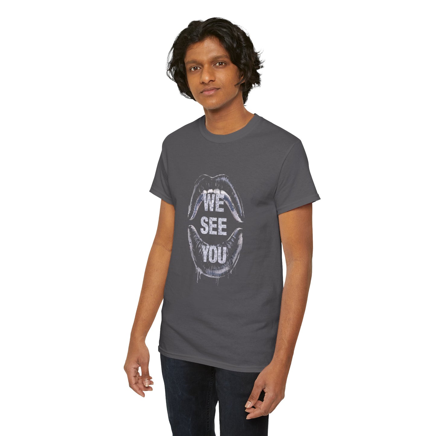WE See You Printed T Shirt with Hearts