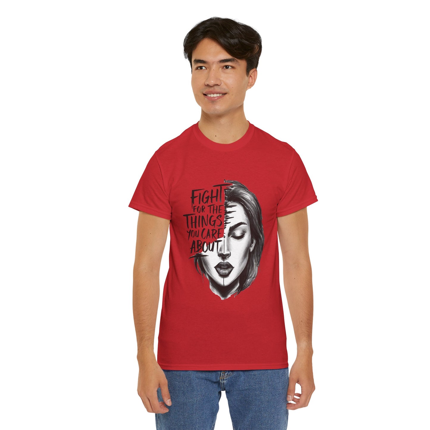 Fight Printed T Shirt with Hearts