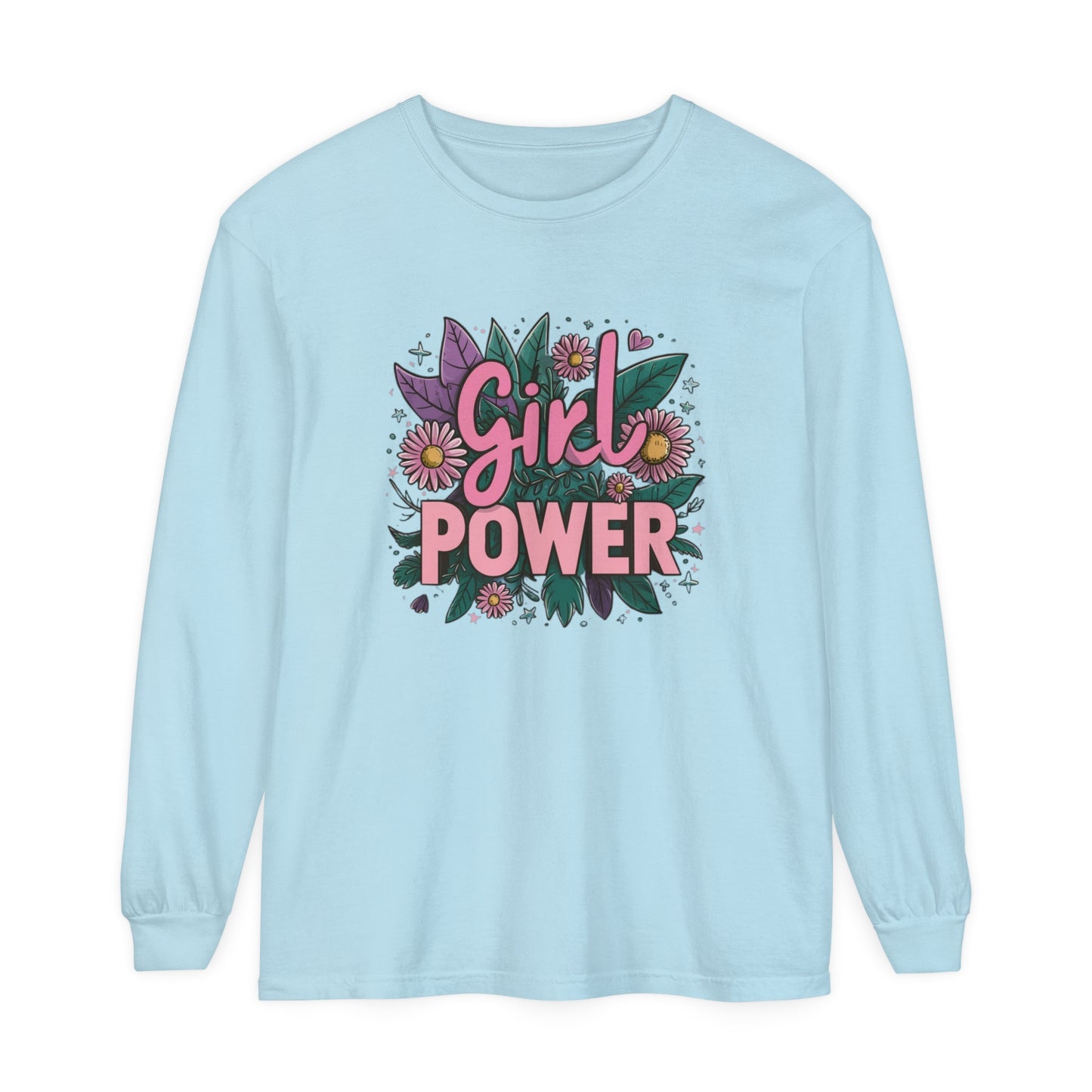 Girl Power Women Garment-dyed Long Sleeve T-Shirt