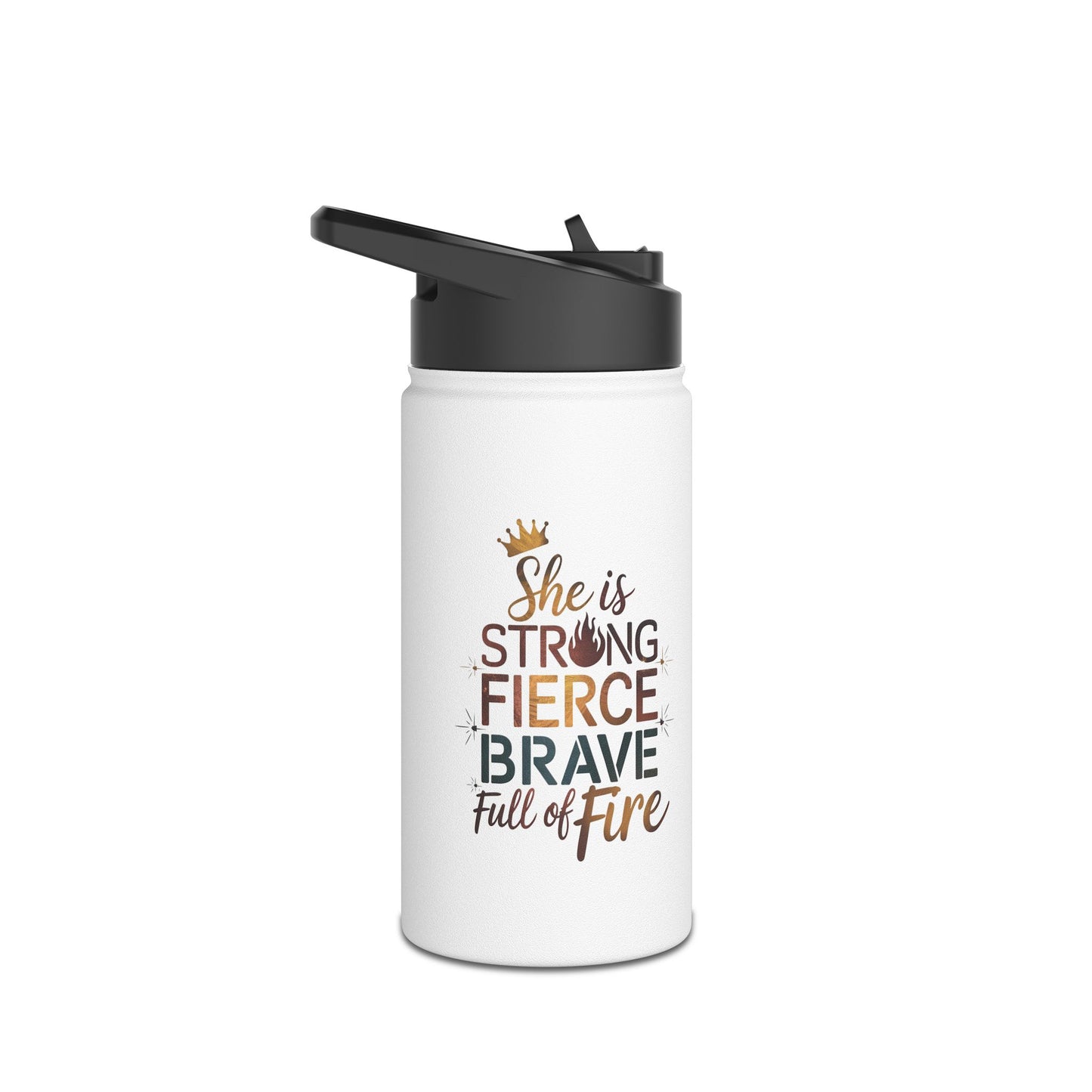she is strong Stainless Steel Water Bottle, Standard Lid