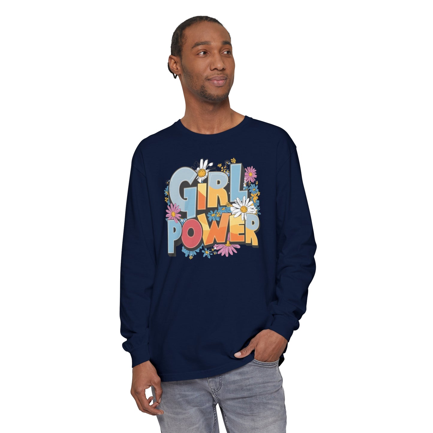 Girl Power Women Garment-dyed Long Sleeve T-Shirt