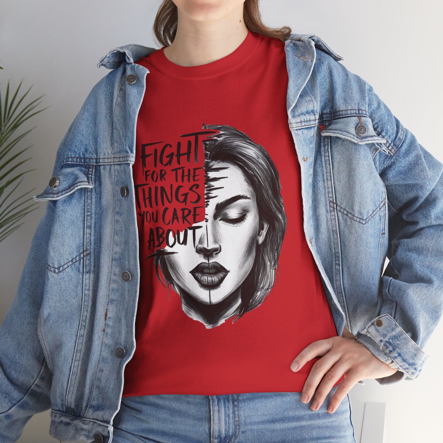 Fight Printed T Shirt with Hearts