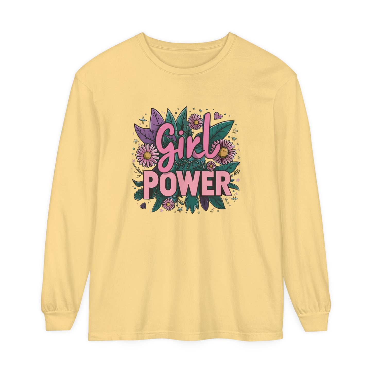 Girl Power Women Garment-dyed Long Sleeve T-Shirt