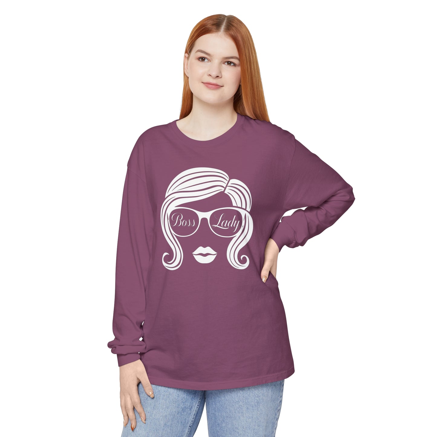 Boss Lady Women Garment-dyed Long Sleeve T-Shirt
