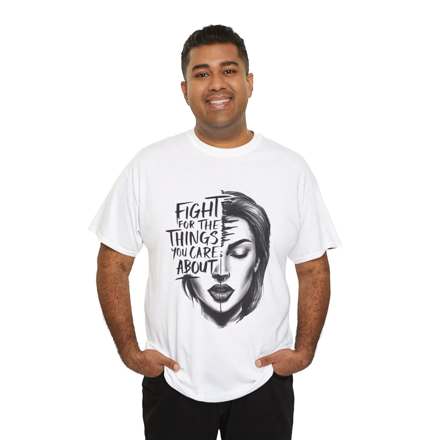 Fight Printed T Shirt with Hearts