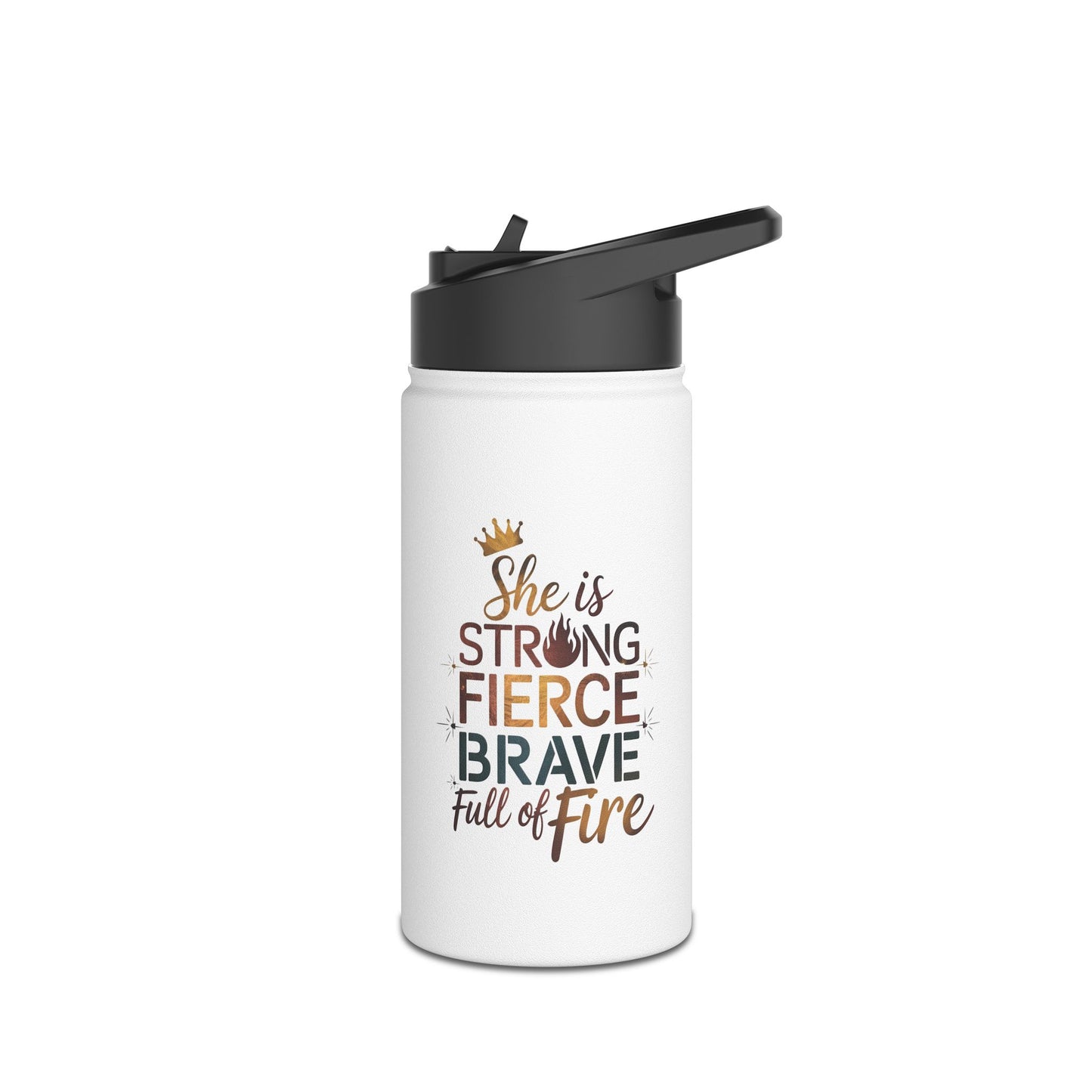 she is strong Stainless Steel Water Bottle, Standard Lid