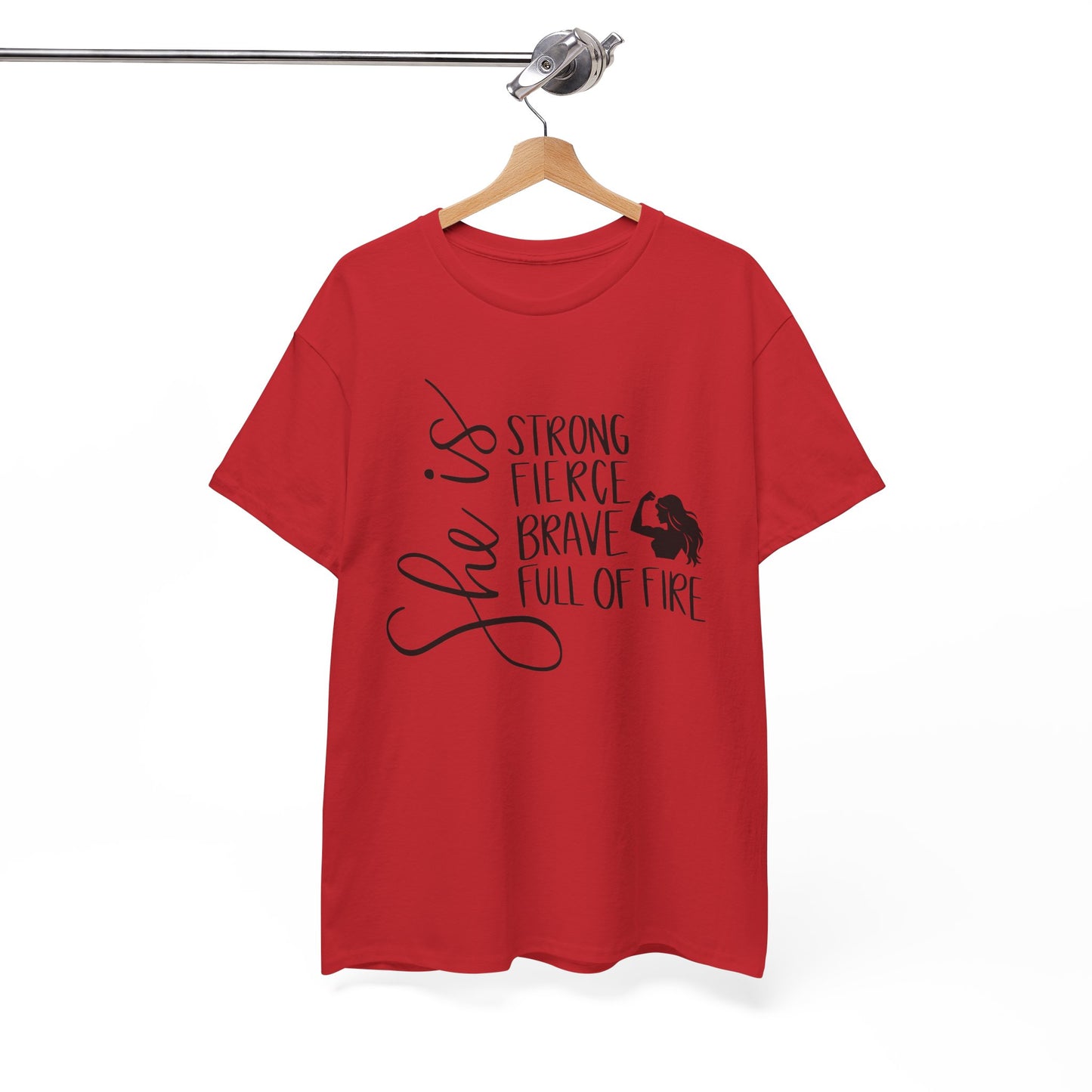 She Is Strong Printed T Shirt with Hearts