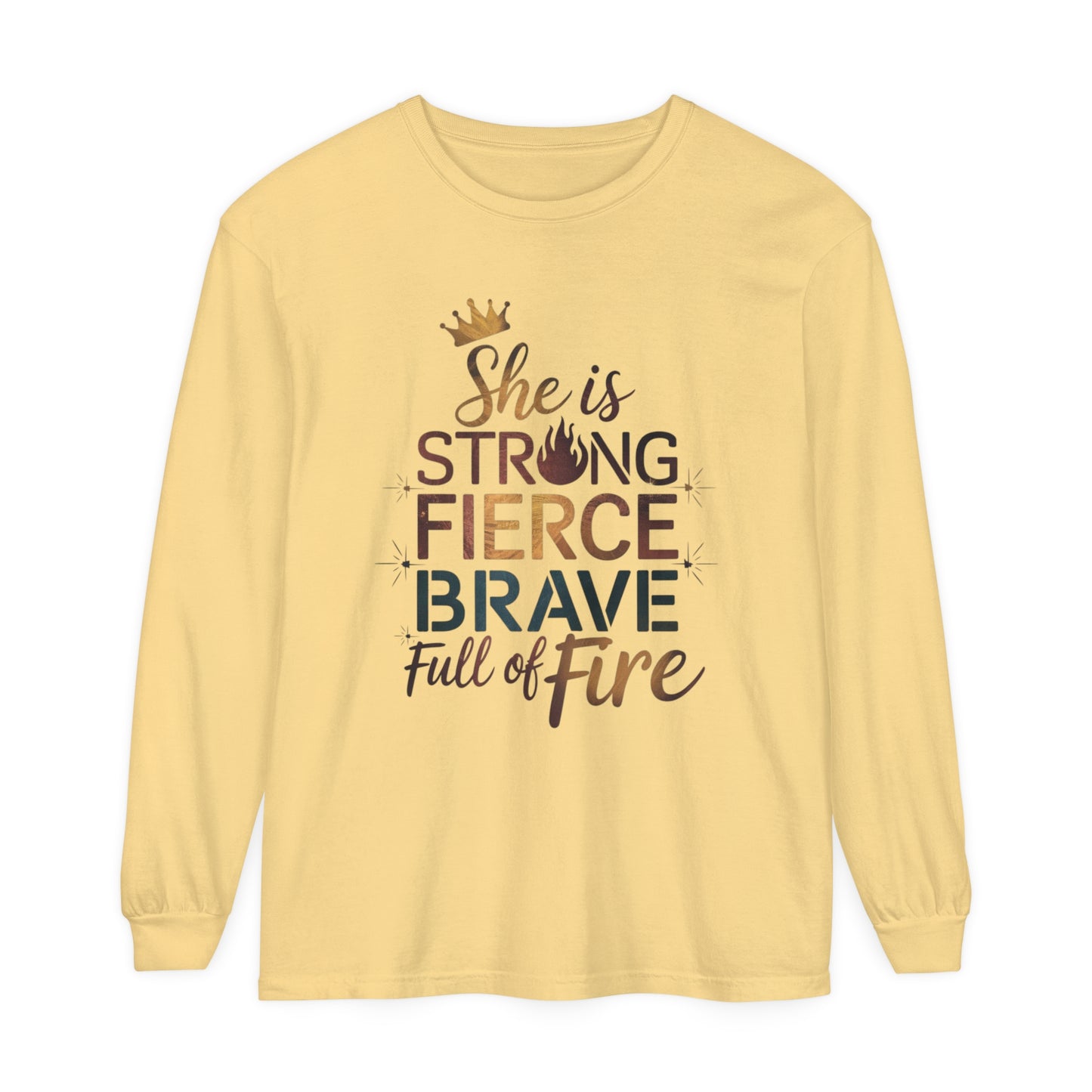 She Is Women Garment-dyed Long Sleeve T-Shirt