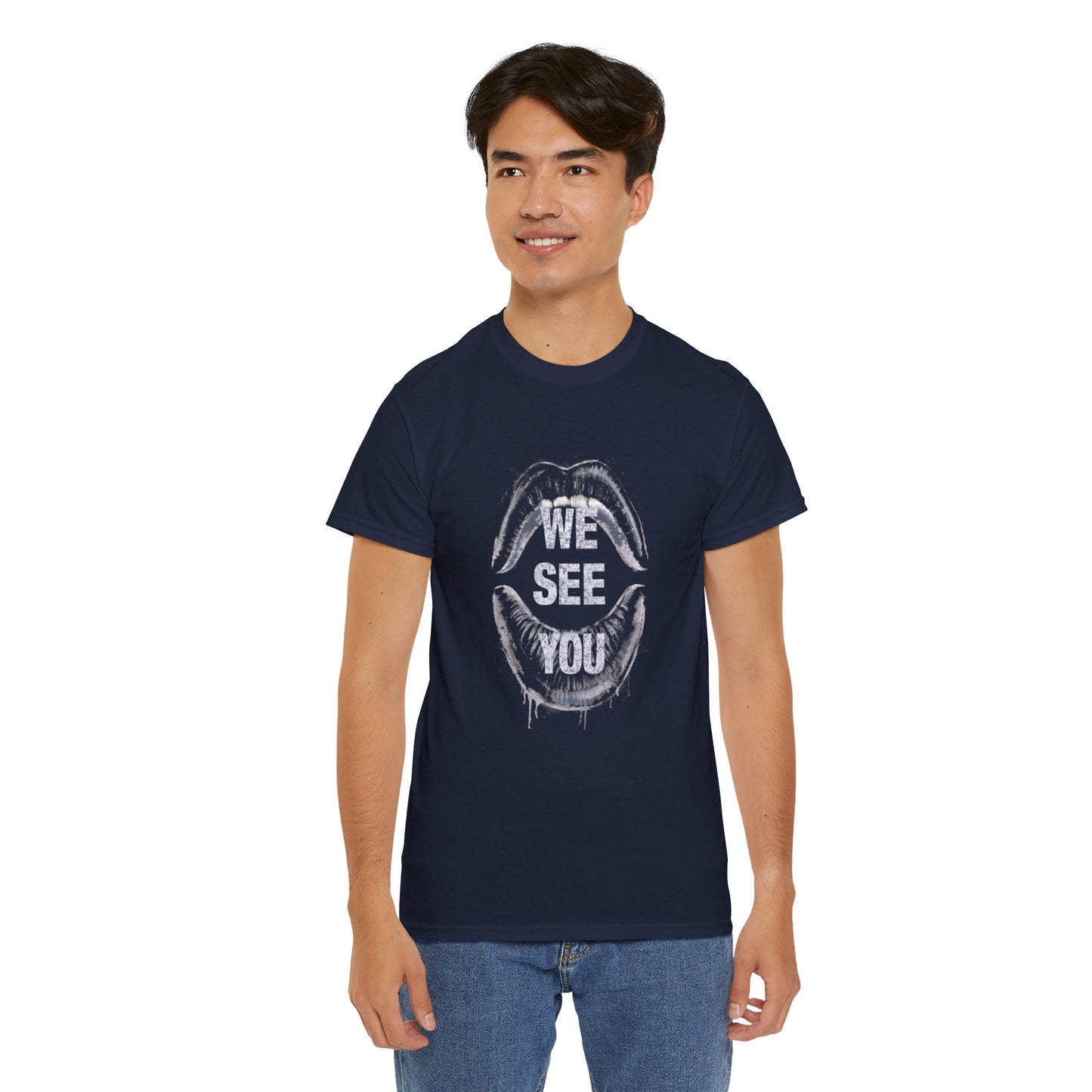 WE See You Printed T Shirt with Hearts