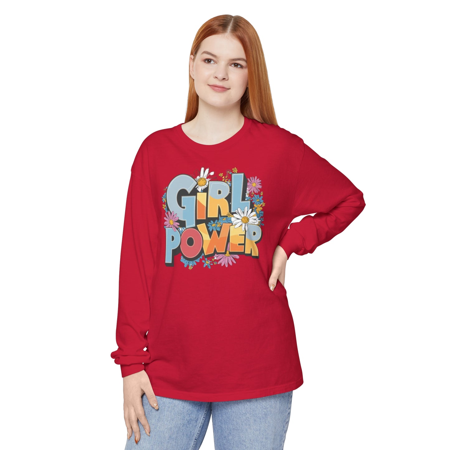 Girl Power Women Garment-dyed Long Sleeve T-Shirt