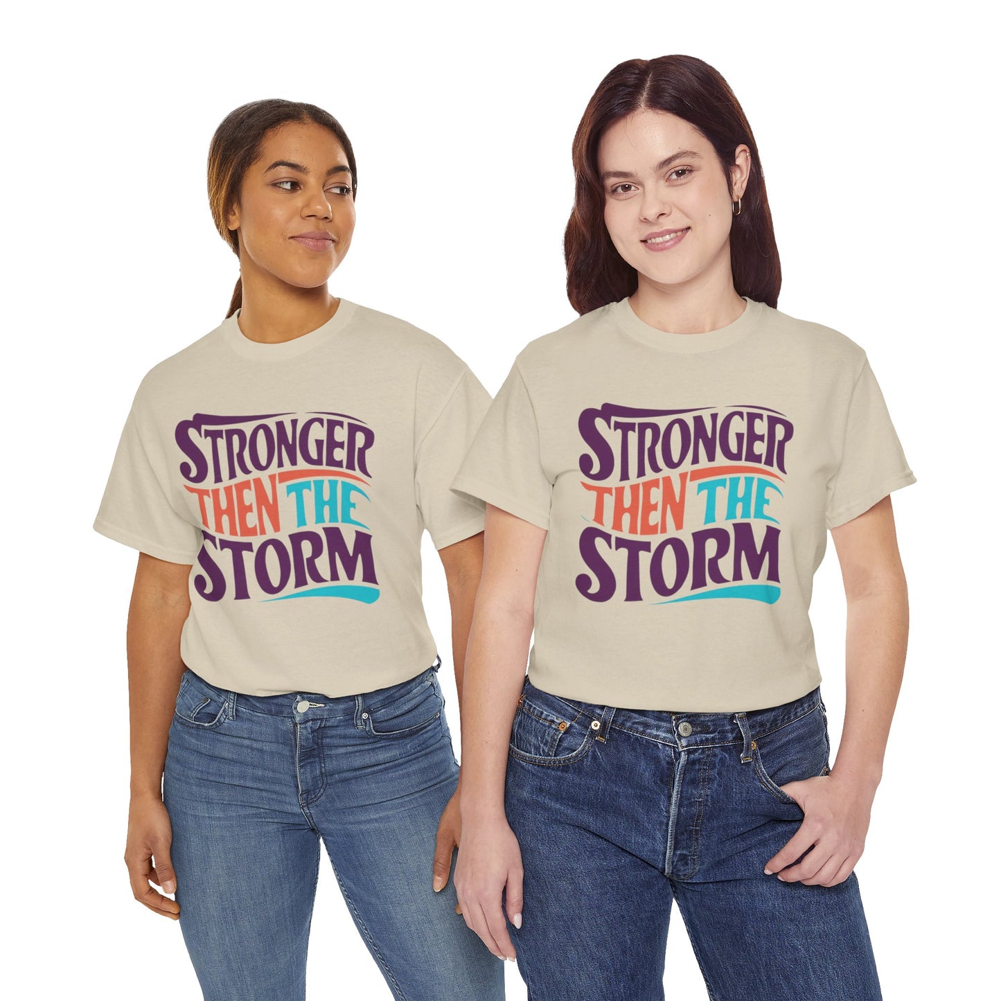 Stronger Then  Printed T Shirt with Hearts